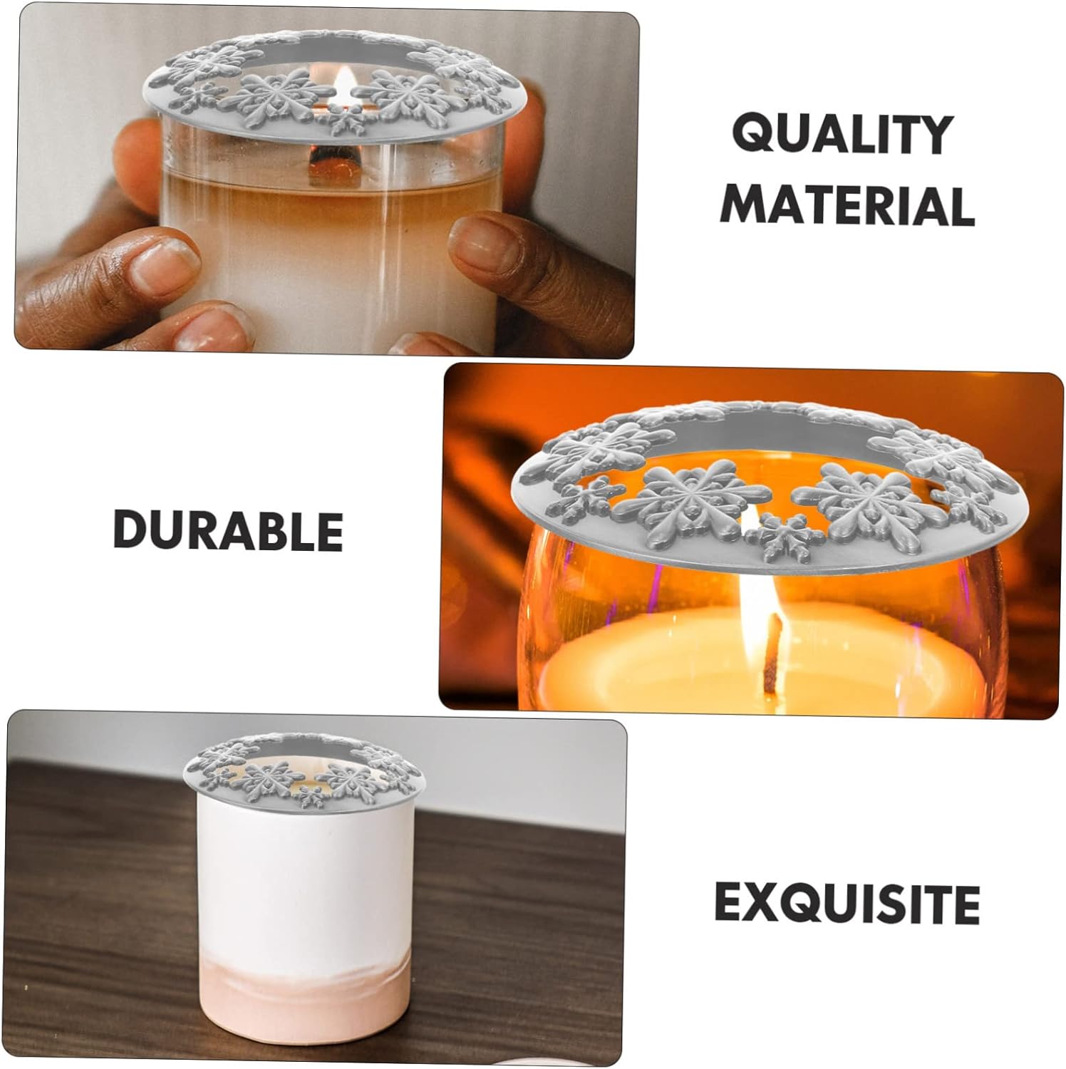 1pc Christmas Candle Jar Lid Zinc Alloy Snowflake Decor Topper