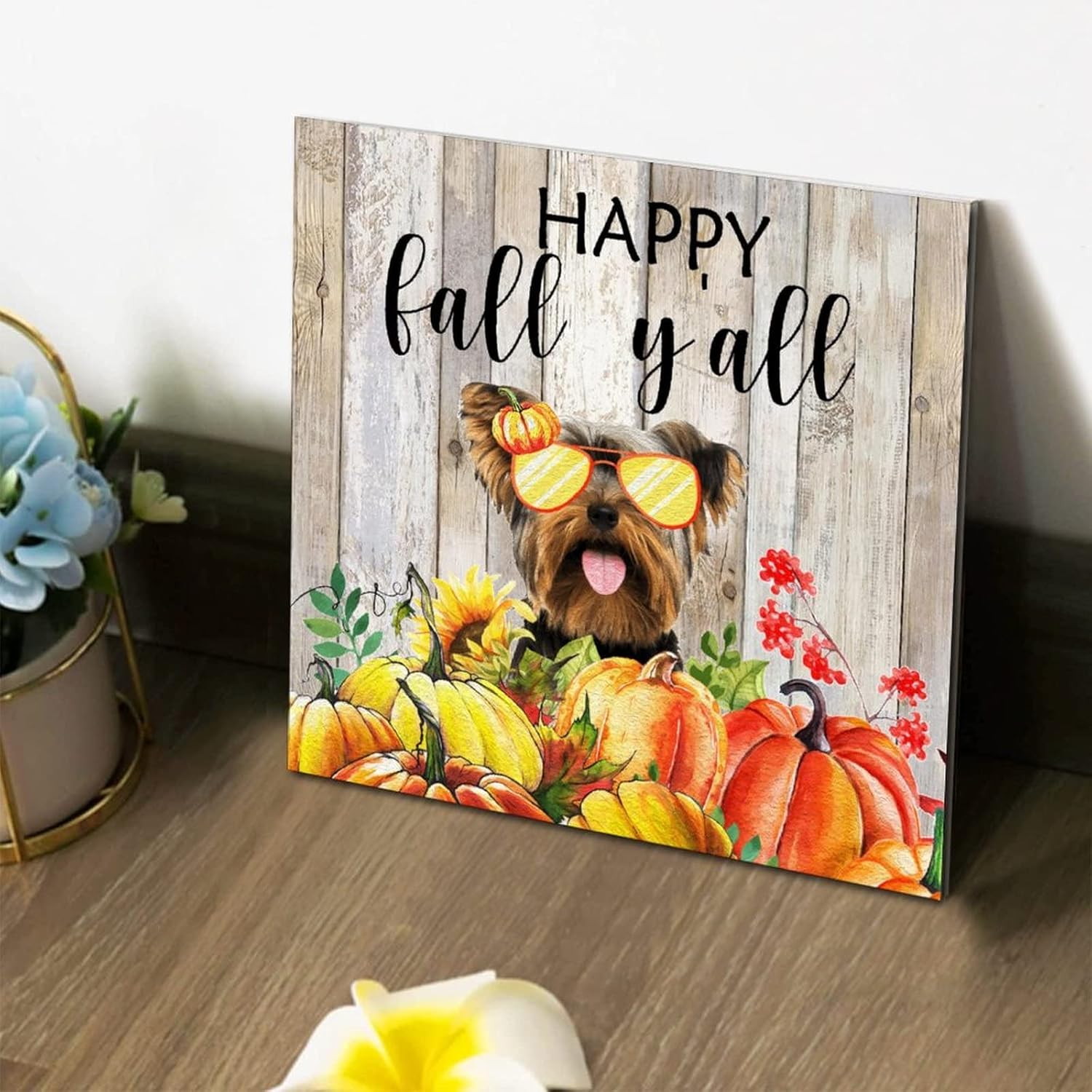Thanksgiving Hello Fall Decor Wooden Signs 8x8in