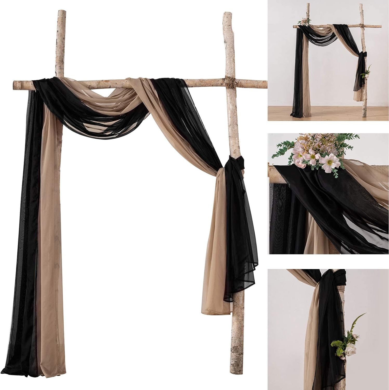MIULEE Black Window Scarf Valance for Halloween Decor