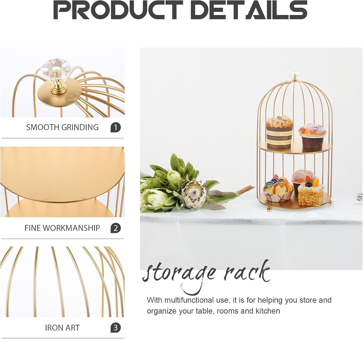 Cabilock Bird Cage Cosmetic Rack Double Tier Organizer