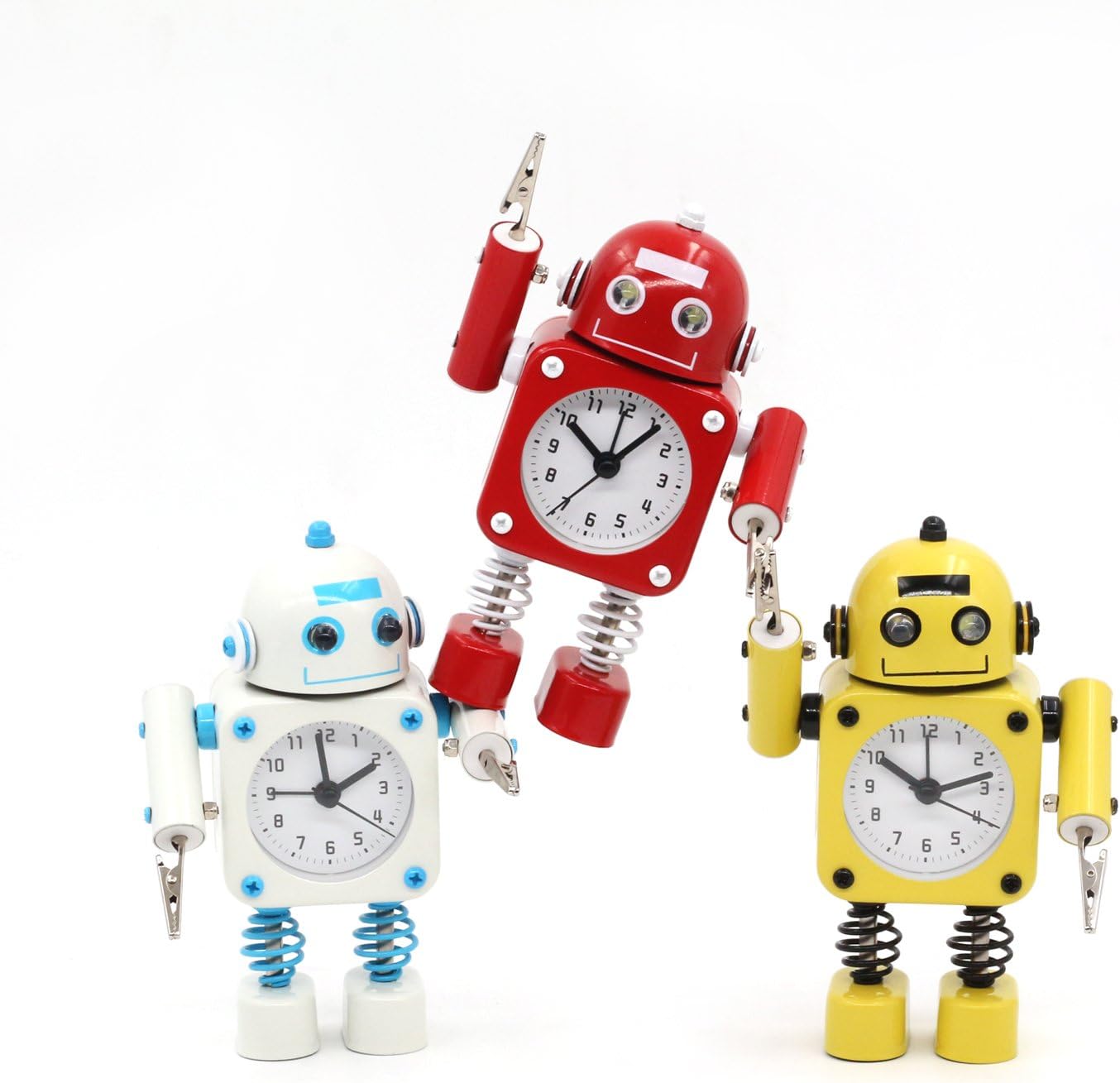 Betus Non-Ticking Robot Alarm Clock - Ruby Red