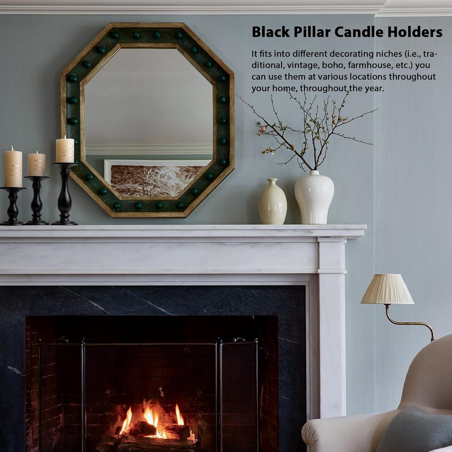 Matte Black Candle Holder Set of 3 - 10 8 6
