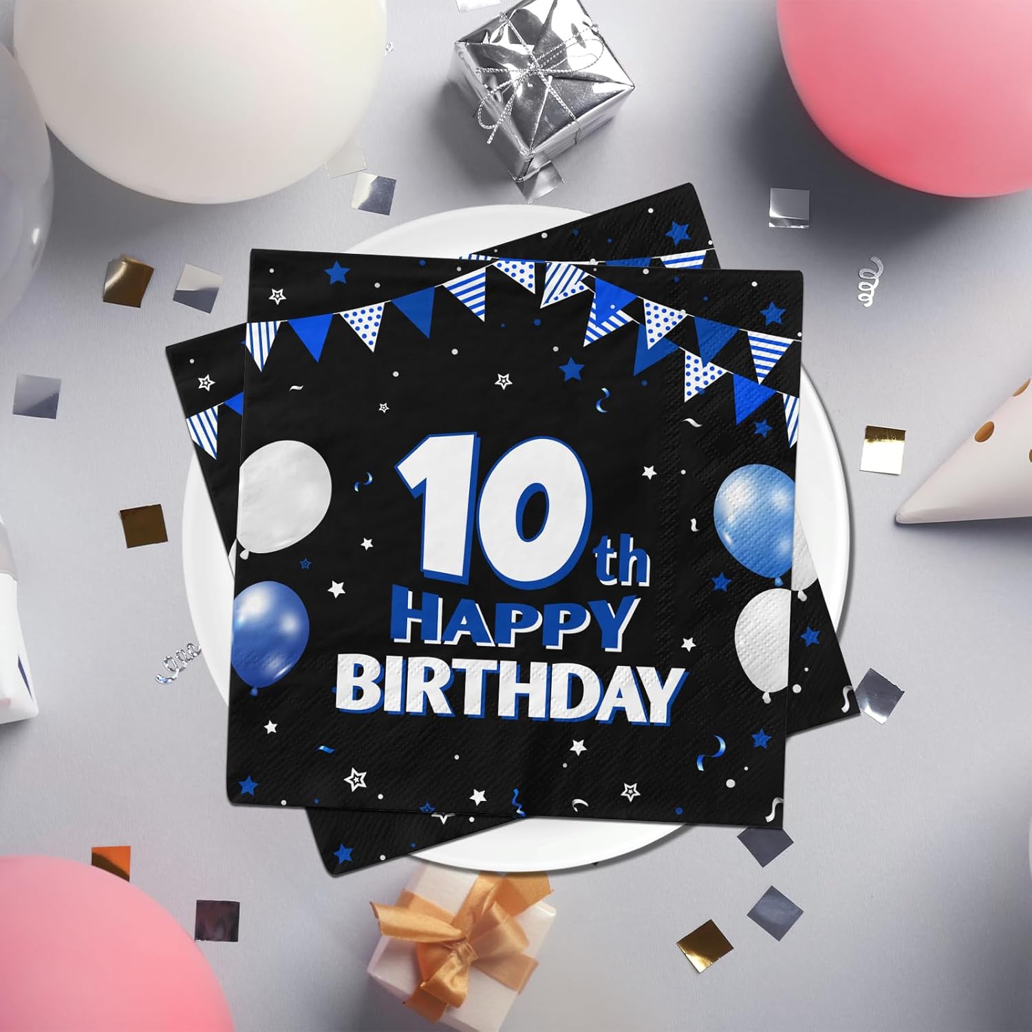 10th Birthday Napkins for Boys 40pcs Double Digits Decorations