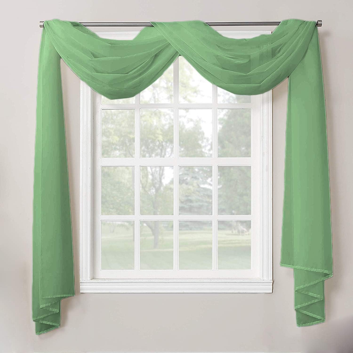 Decotex Sheer Scarf Valance Swag Topper 54 X 216 Sage