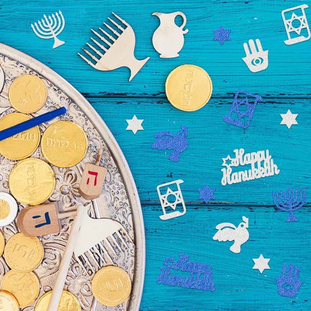 Hying Hanukkah Confetti 200PCS Silver Blue Sequins