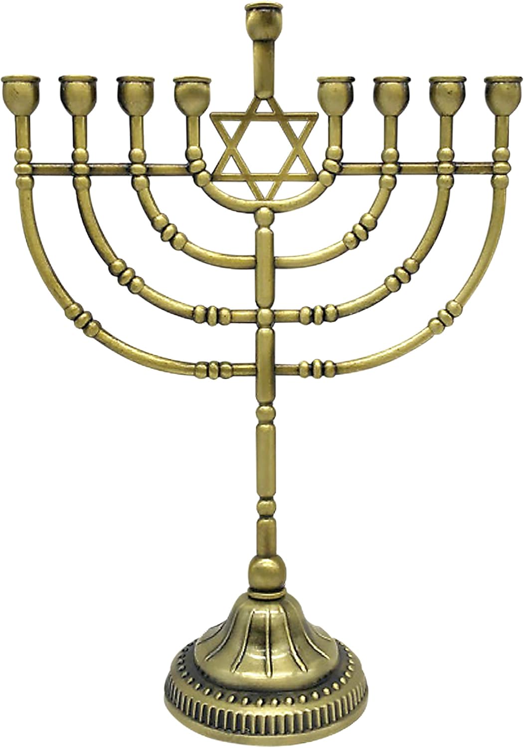 Ner Mitzvah Traditional Bronze Hanukkah Menorah 9 Inch High