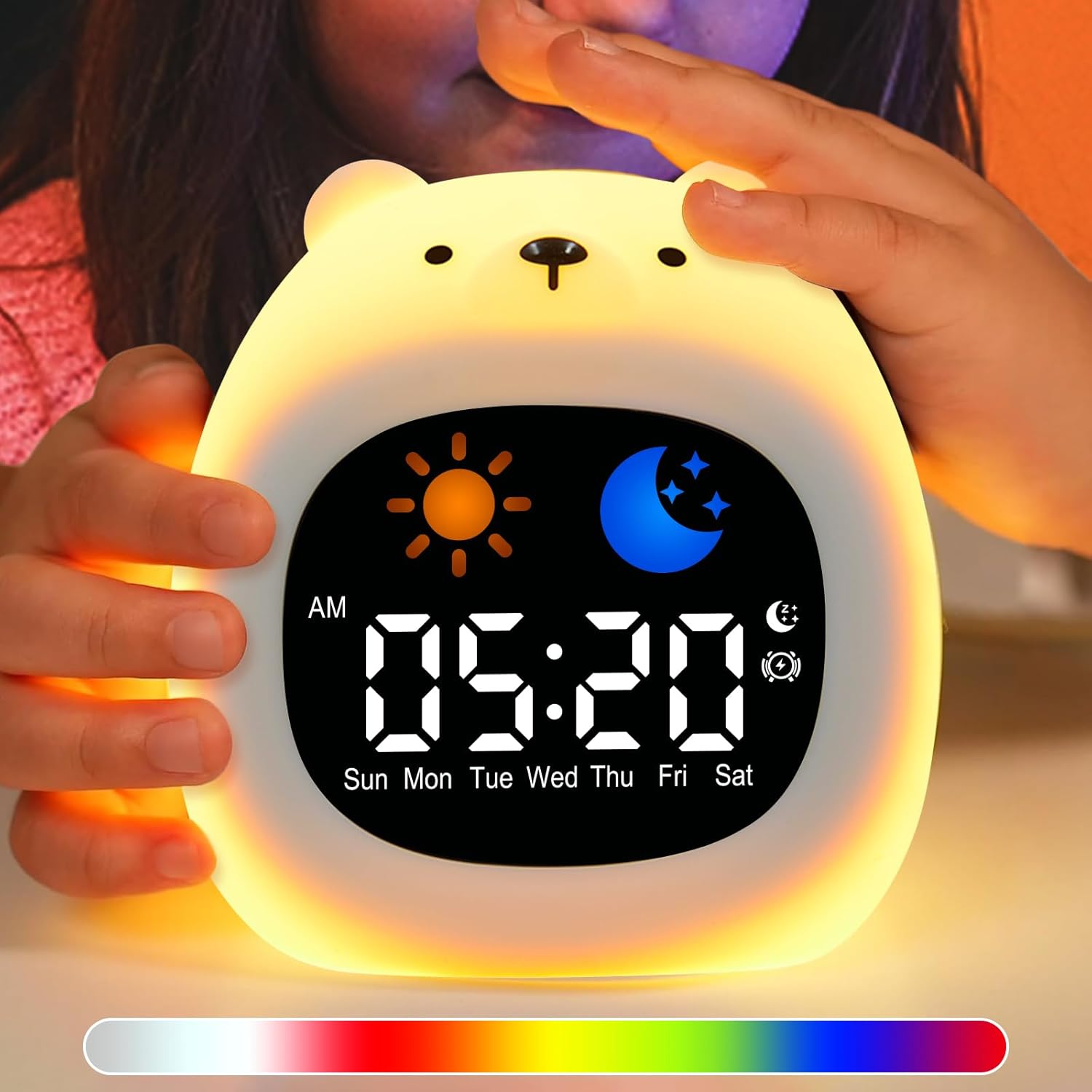 Kids Sleep Training Clock with White Noise and Night Light Bear