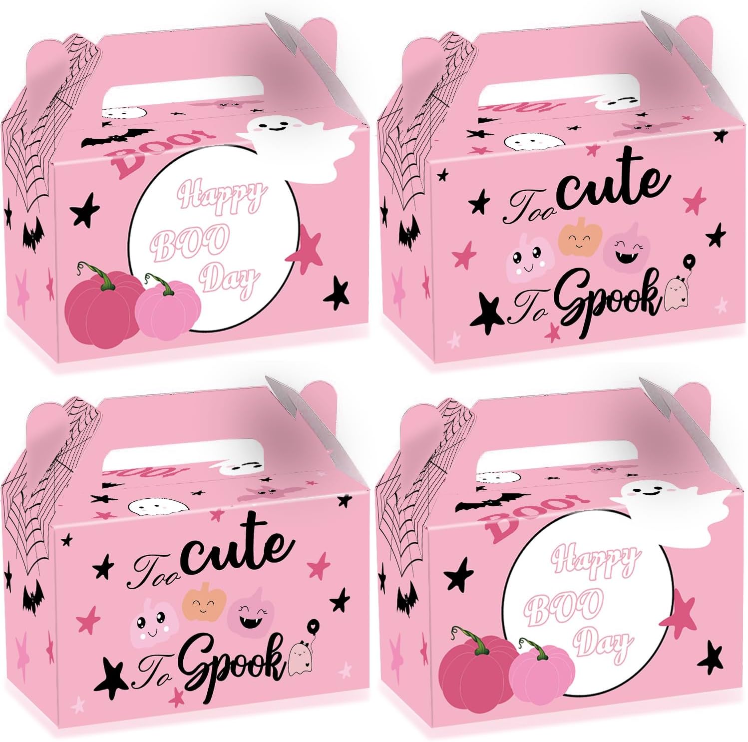 AYDILOUP 16 Pcs Halloween Party Favors Boxes Pink Boo Theme Gift Bags