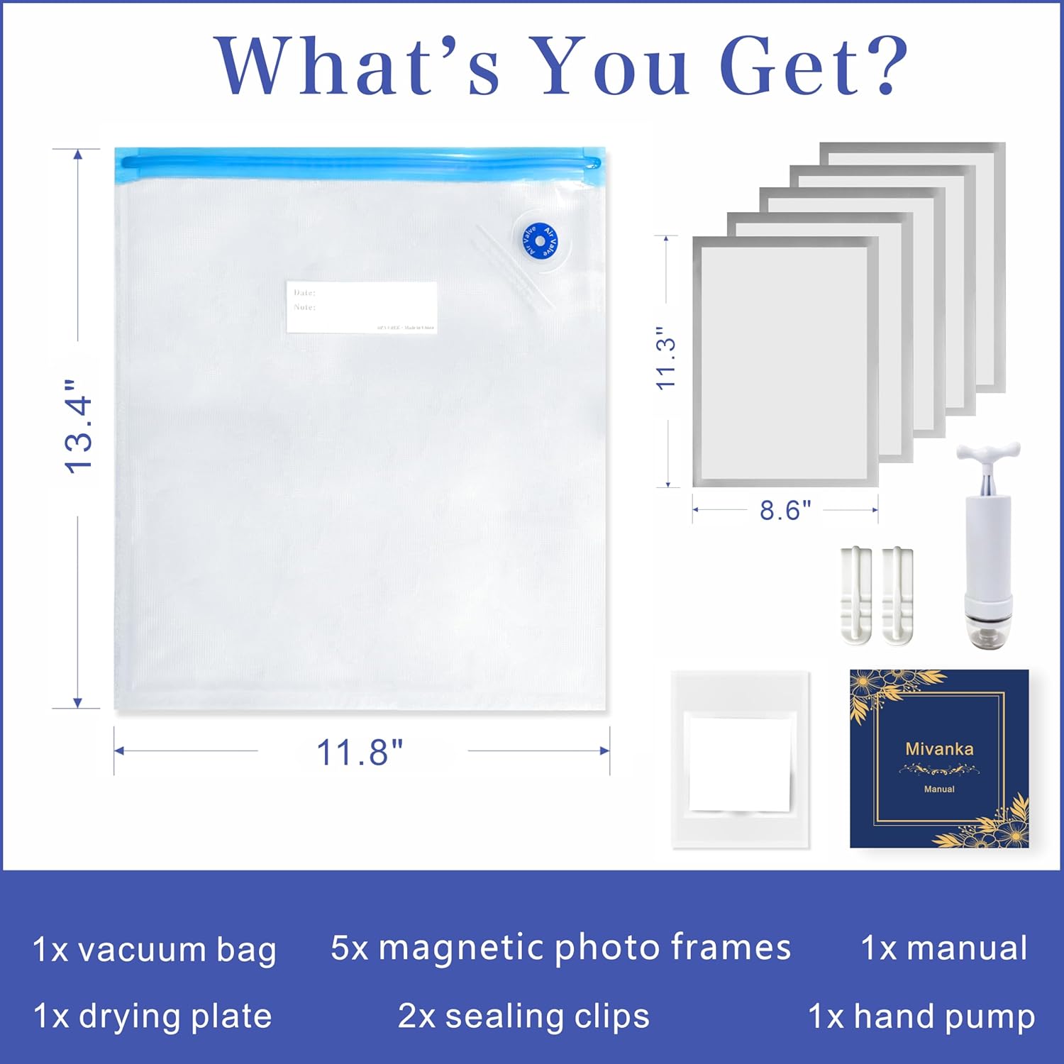 Mivanka Magnetic Photo Frames with Vacuum Seal Bags 5PCS