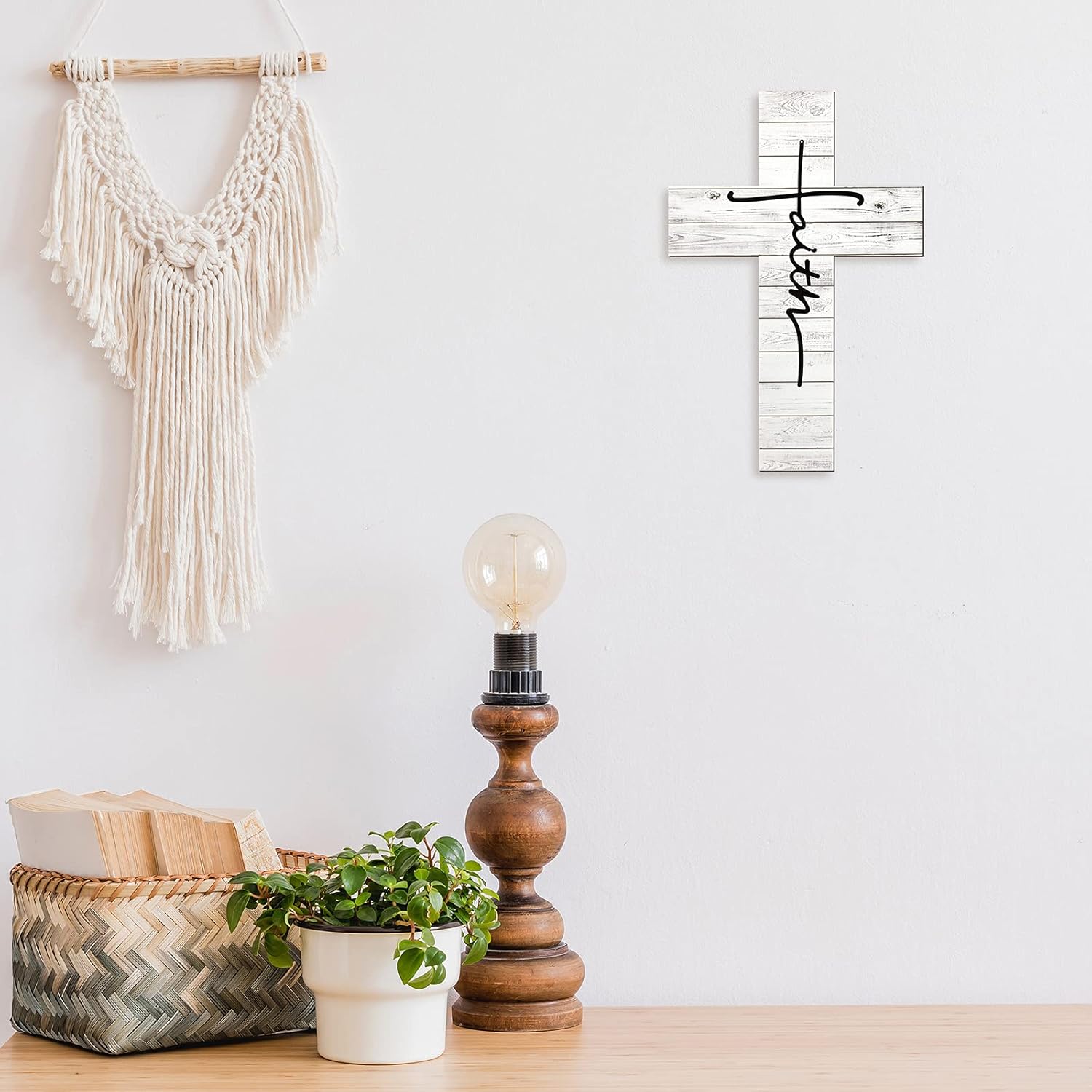 Jetec 3 Pieces Faith Love Hope Cross Wall Decor