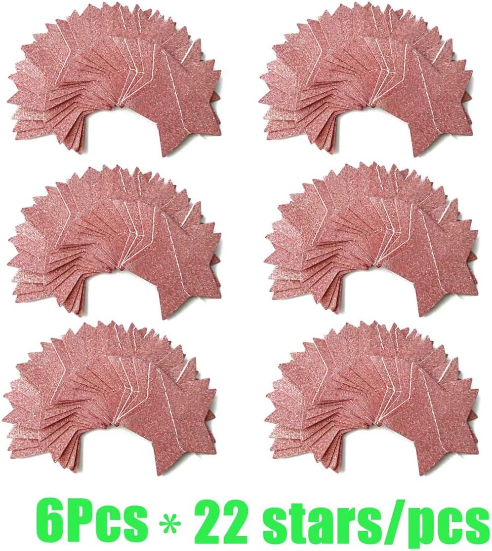 TTSAM 6 Pack Glitter Rose Gold Star Garland Decorations