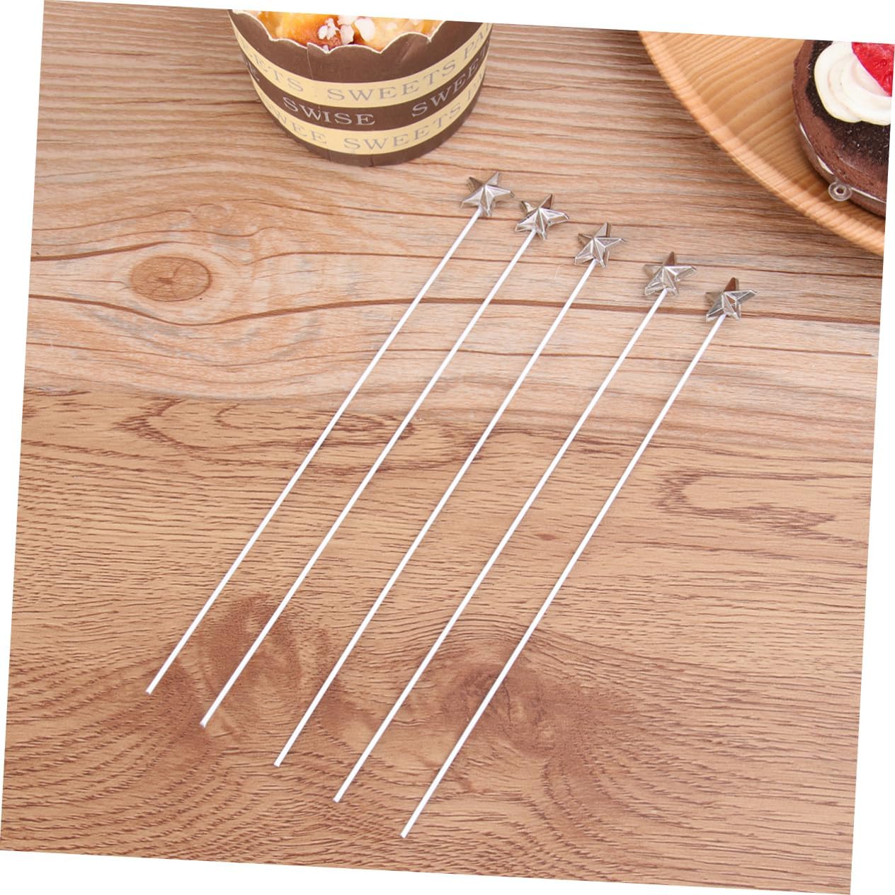 LIFKOME 50pcs Five-Pointed Star Cake Toppers Silver Decorations