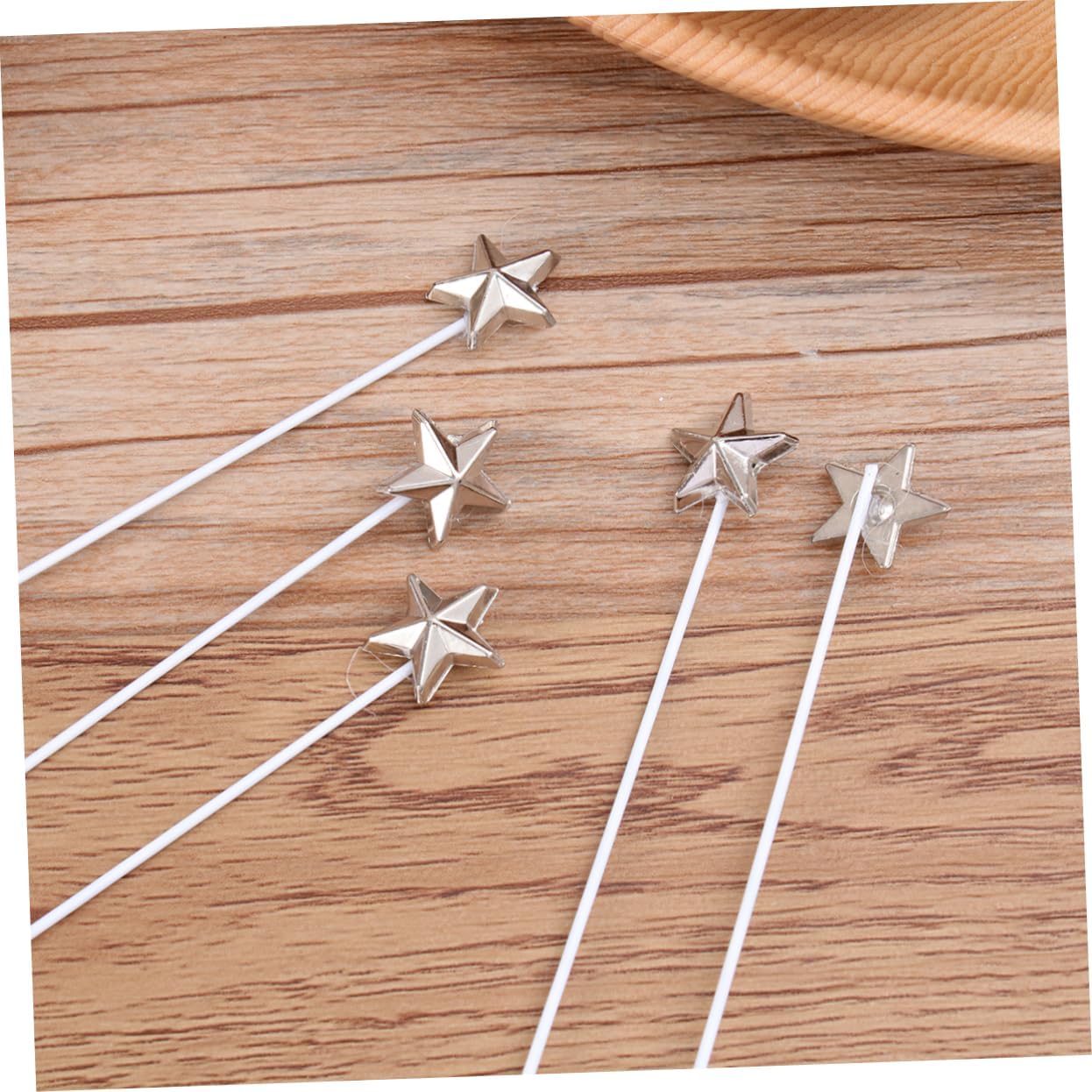 OFFIGAM 50 Pcs 3D Silver Star Cake Decorators