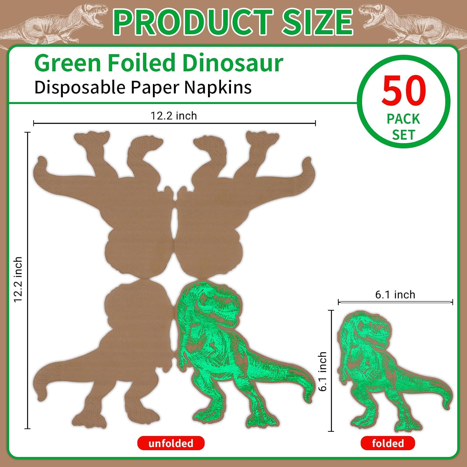 DYLIVeS Dinosaur Napkins 65 Inch Pack of 50