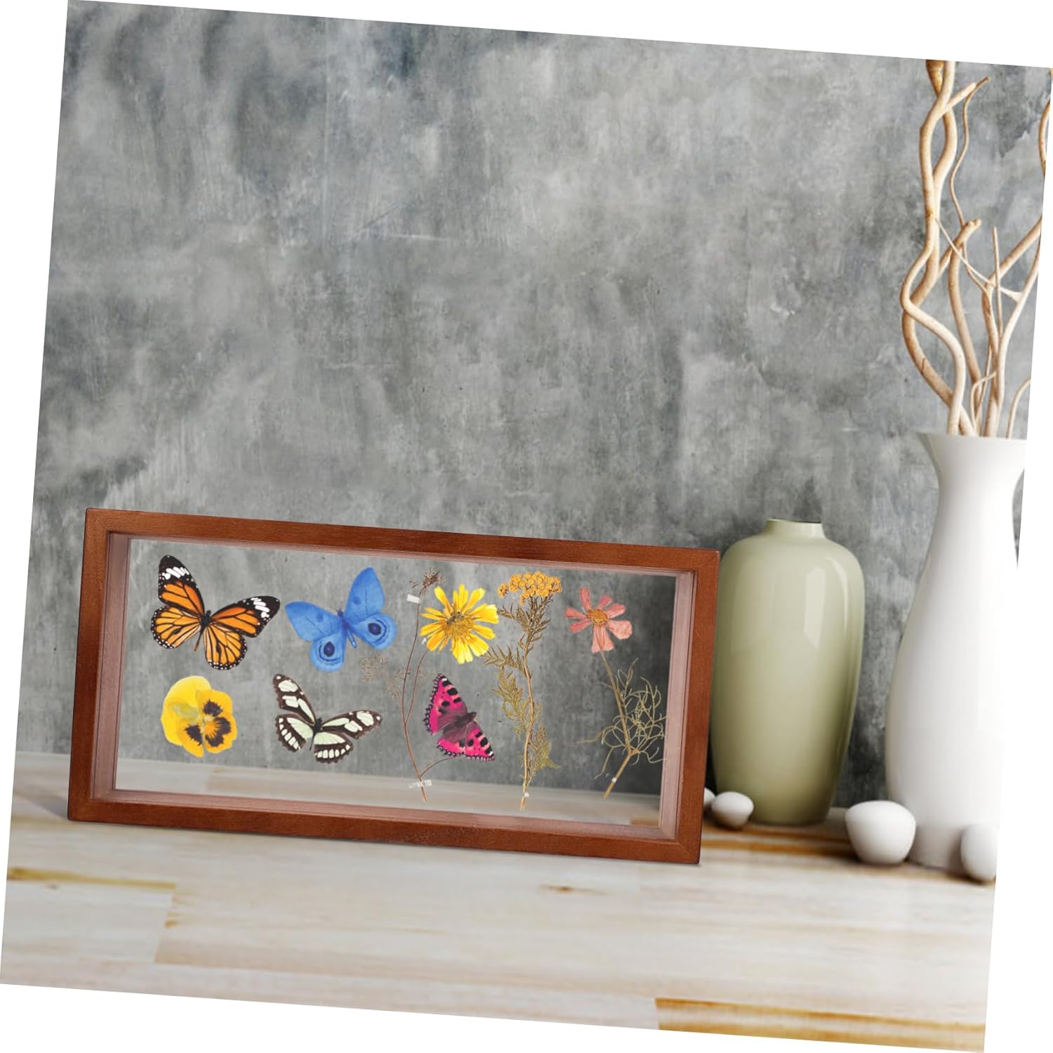 Healifty Deep Shadow Box Rectangle 12x18in Photo Frame Wood Flower Display Stand