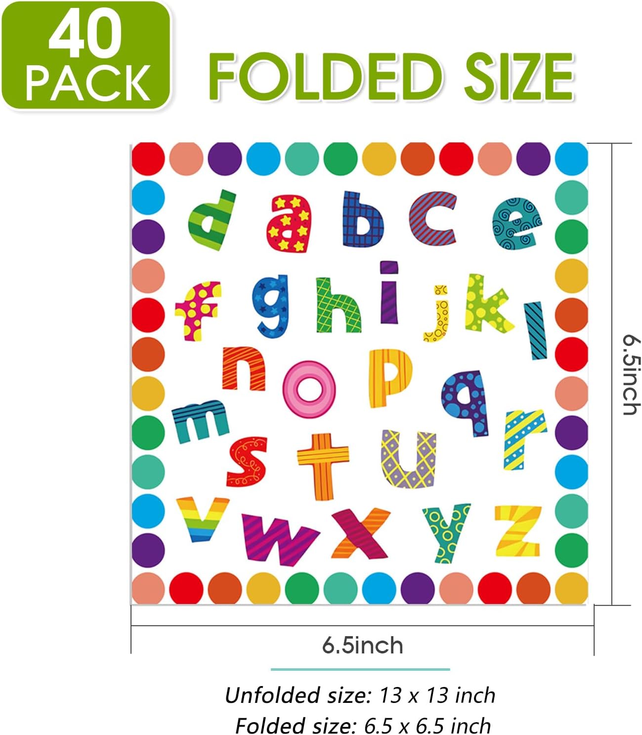 40Pcs Bright Alphabet Napkins for Back to School