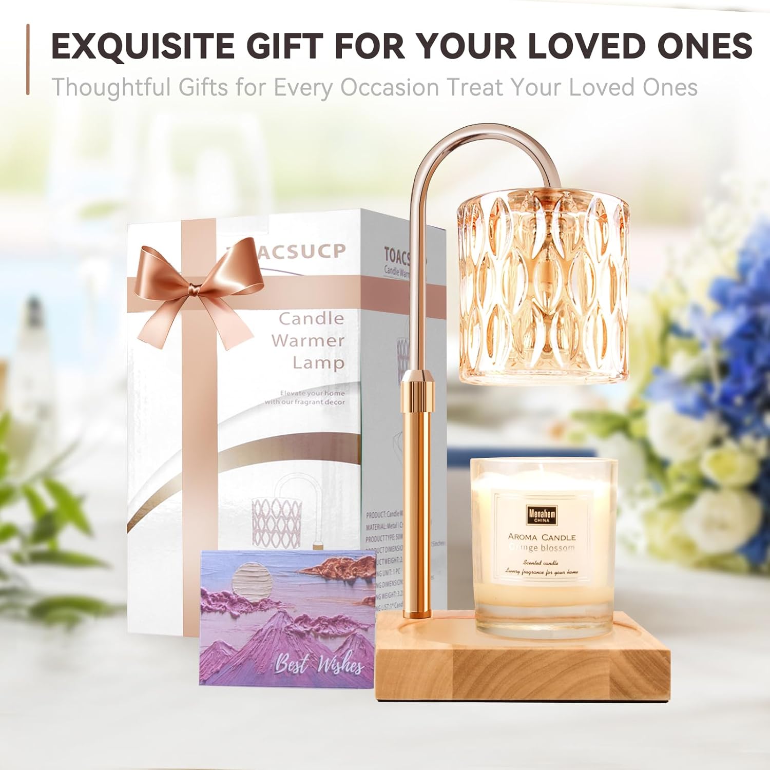 Candle Warmer Lamp with 3 Bulbs Adjustable Height Dimmable Timer Function