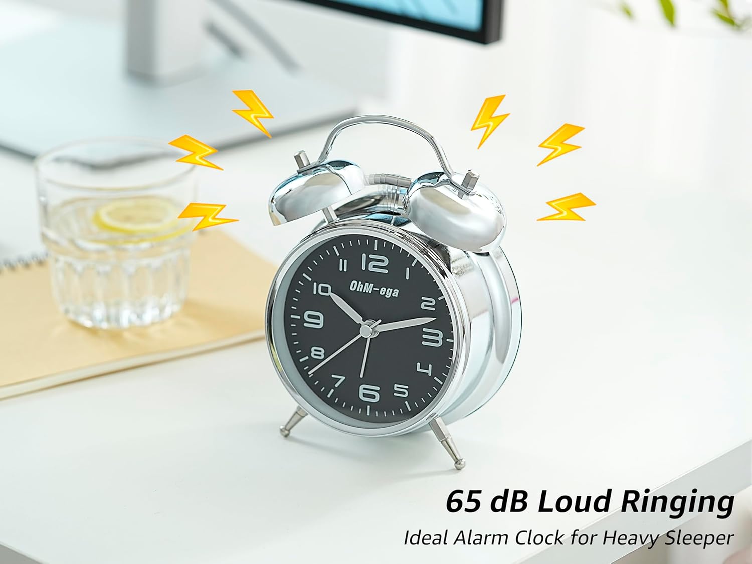 OhM-ega Classic Metal Twin Bell Alarm Clock