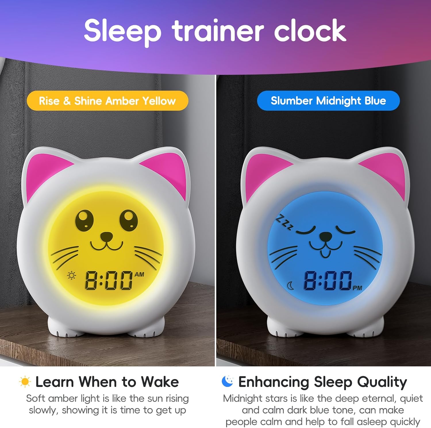 BH Sleep Trainer Clock for Toddler - Kitty Cat Alarm Clock