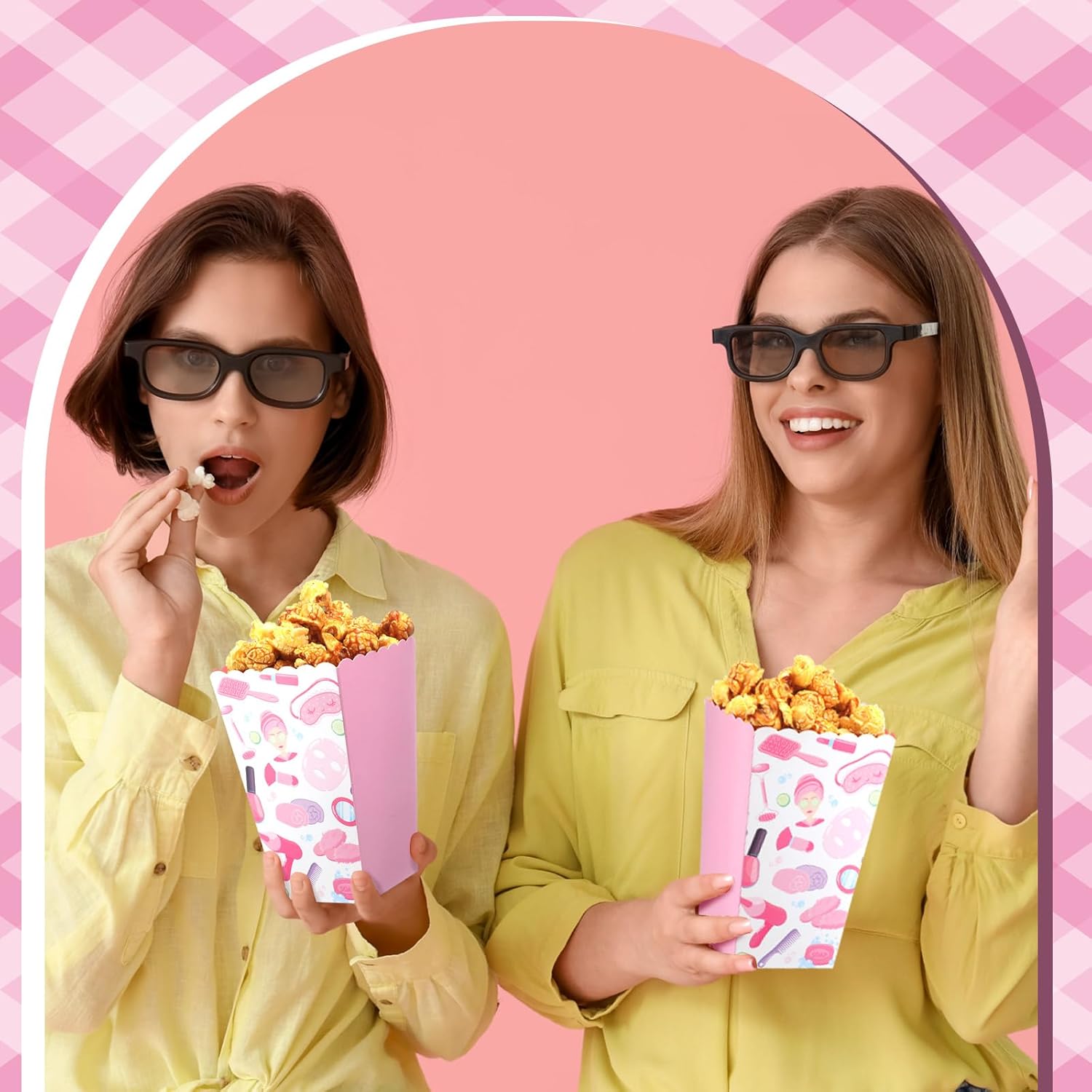 Gueevin 24 Pcs Spa Party Popcorn Boxes Pink
