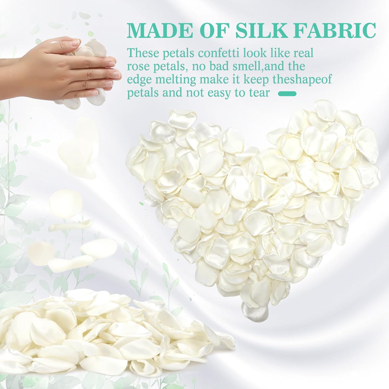 200 Piece Silk Rose Petals Ivory Artificial Confetti