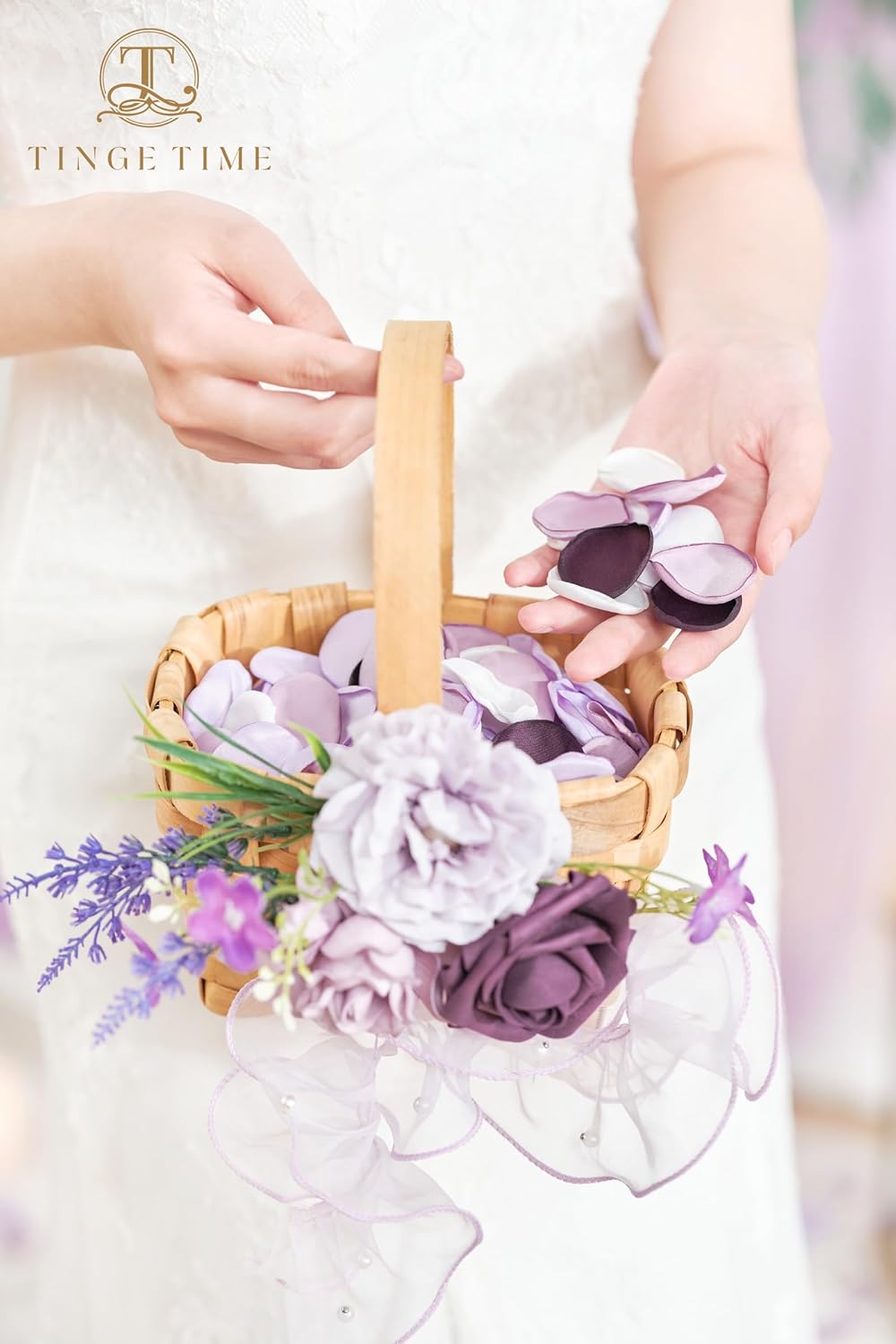 TINGE TIME Artificial Flower Basket Set for Wedding