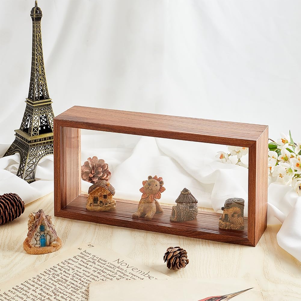OLYCRAFT Walnut Brown Shadow Box Frame with Double Sided Acrylic Window