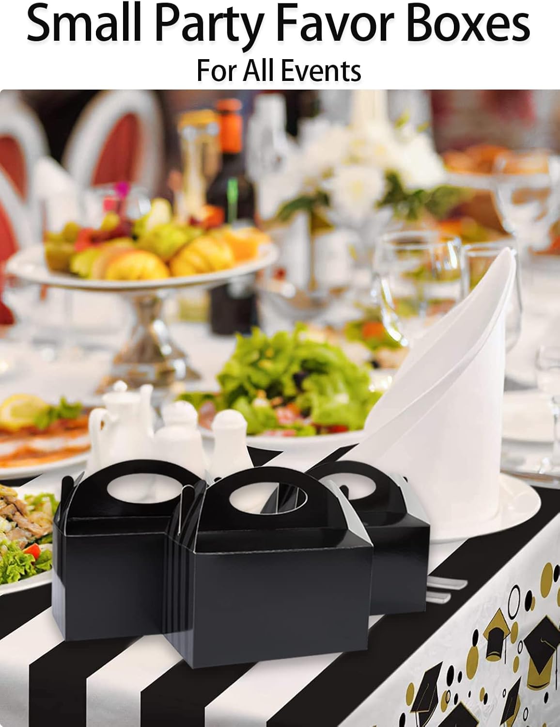 Happyhiram Black 6 Inch Candy Gift Boxes with Handles