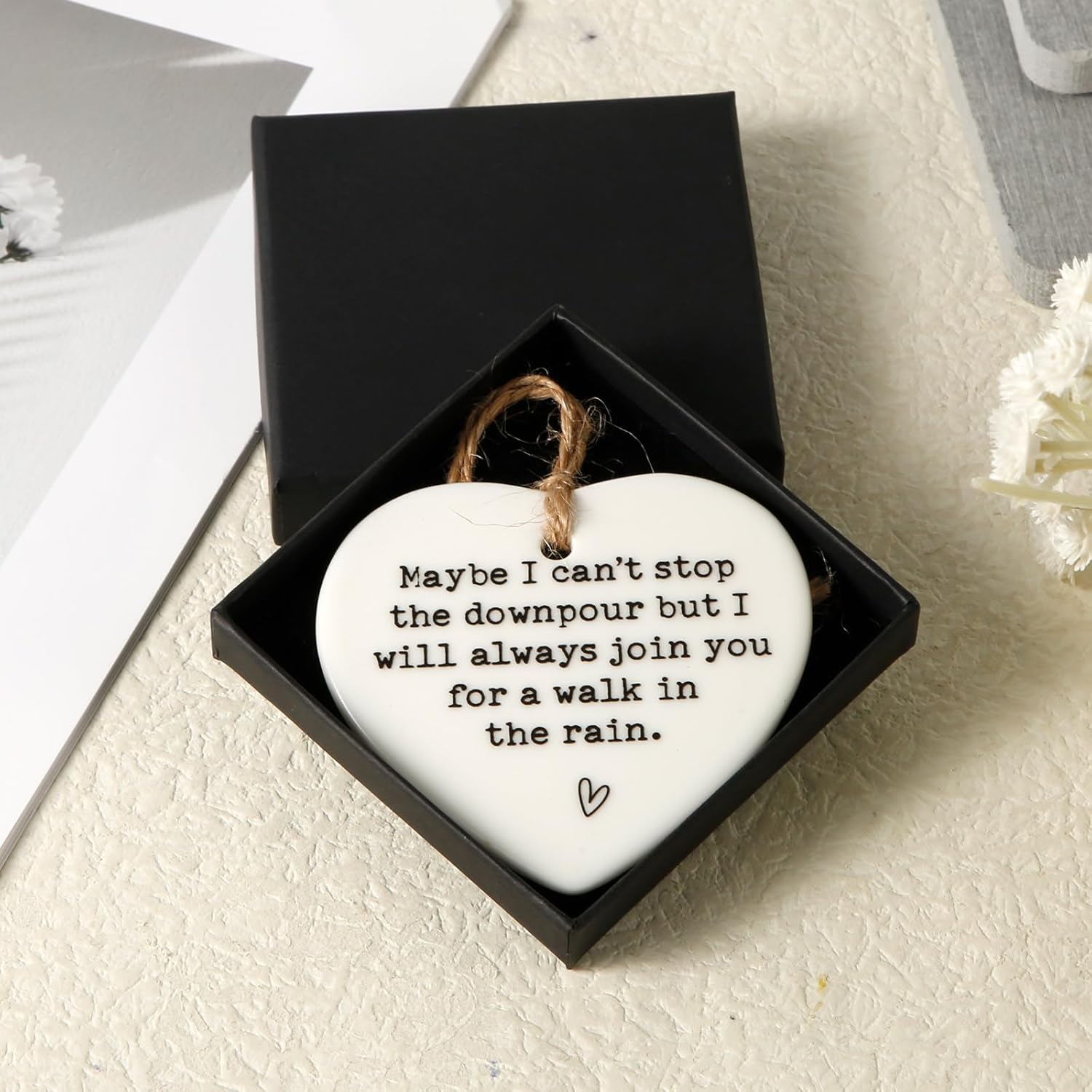 Maybe I Cant Stop the Downpour Plaque Ceramic Heart Friendship Gift Hanging Ornament