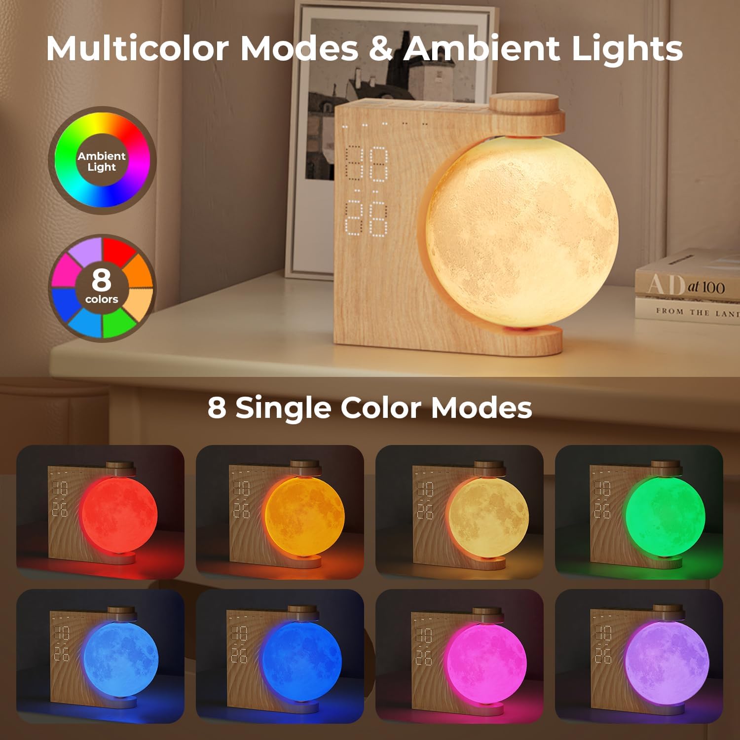 Sunrise Alarm Clock with Moon Light and 10 Light Effects
