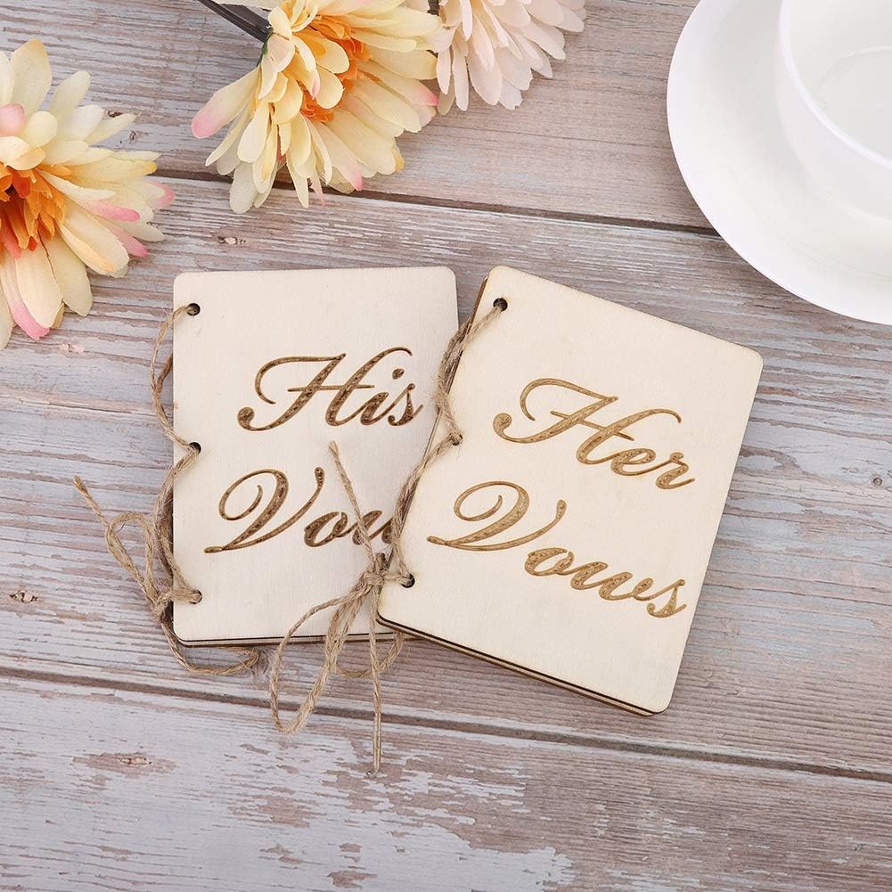 2pcs Vow Booklets with Hemp Rope for Wedding Ceremony
