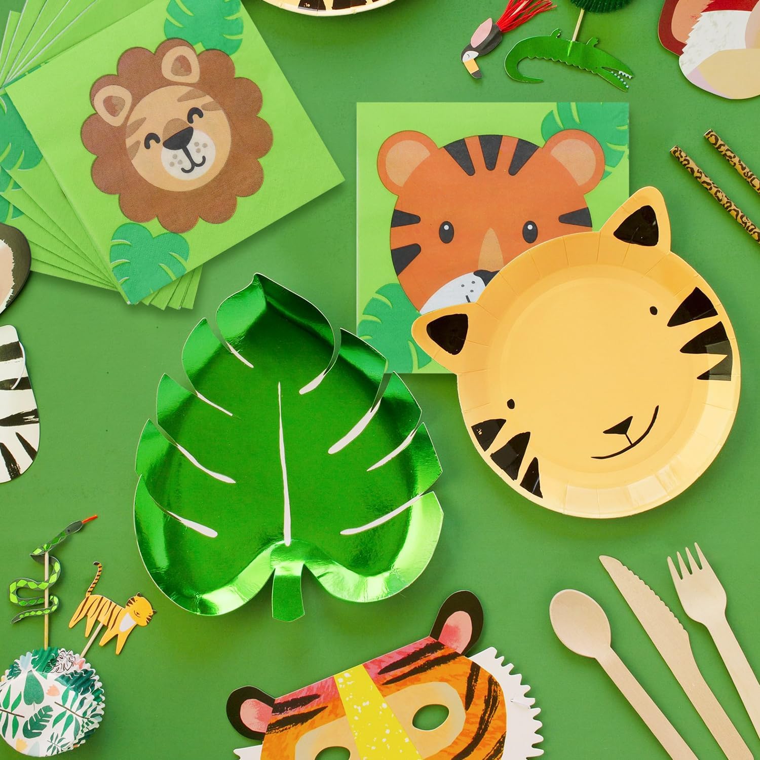 100 Pcs Jungle Safari Animal Napkins for Kids Birthday Party