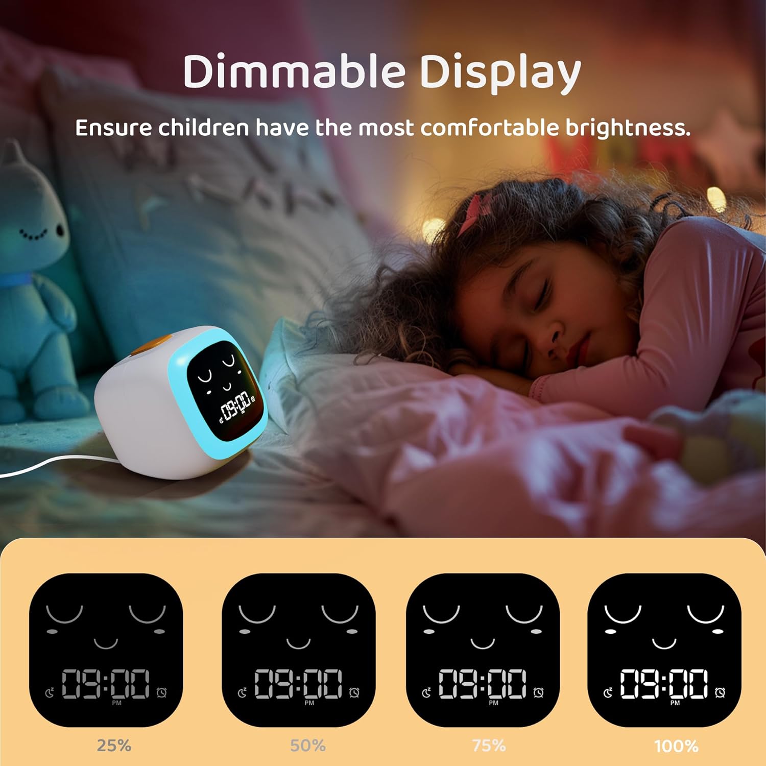 ANTOKING Kids Alarm Clock with Night Light and Sound Machine