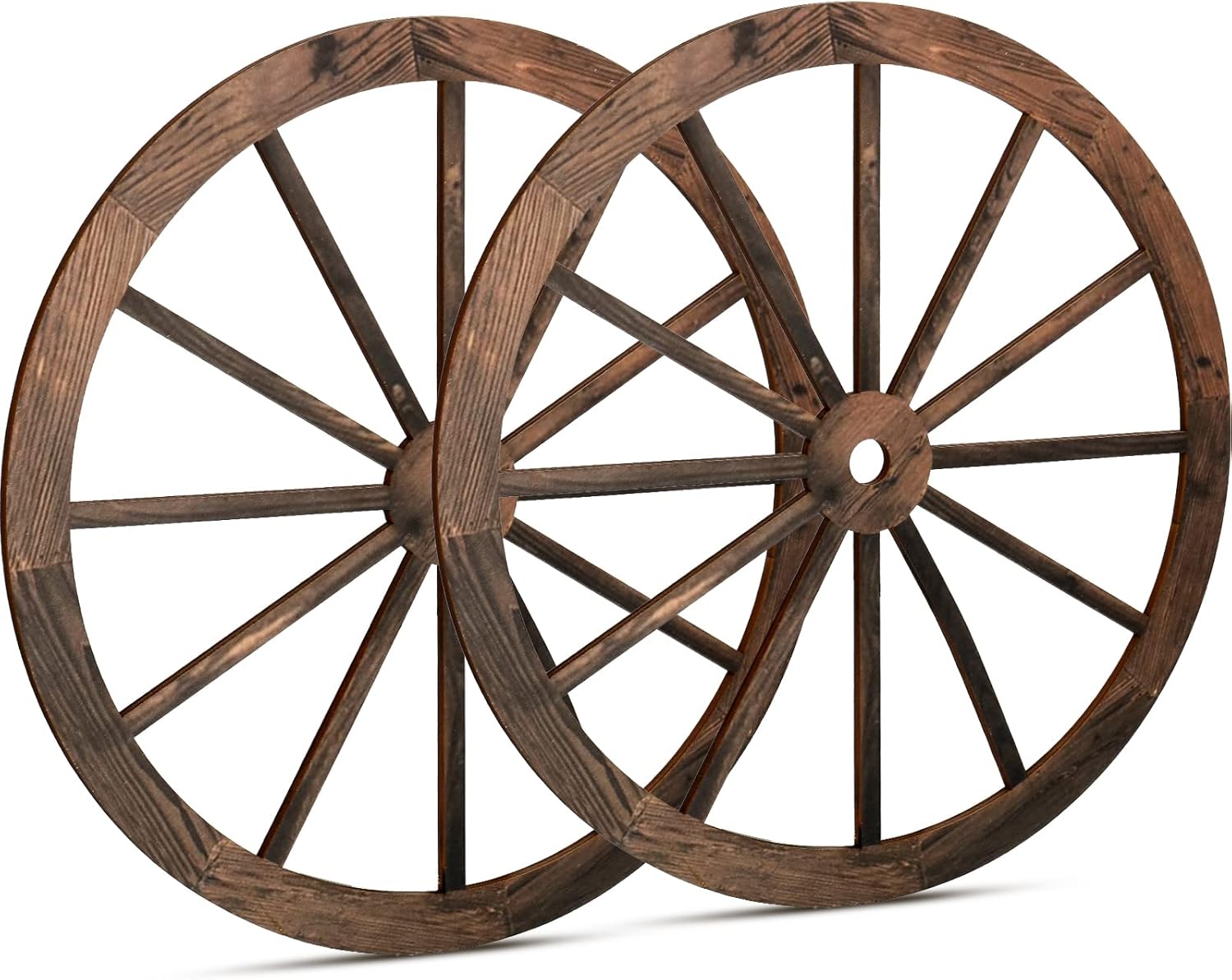 Qunclay 2 Pcs Wagon Wheel Decor Wooden Wall Sculptures