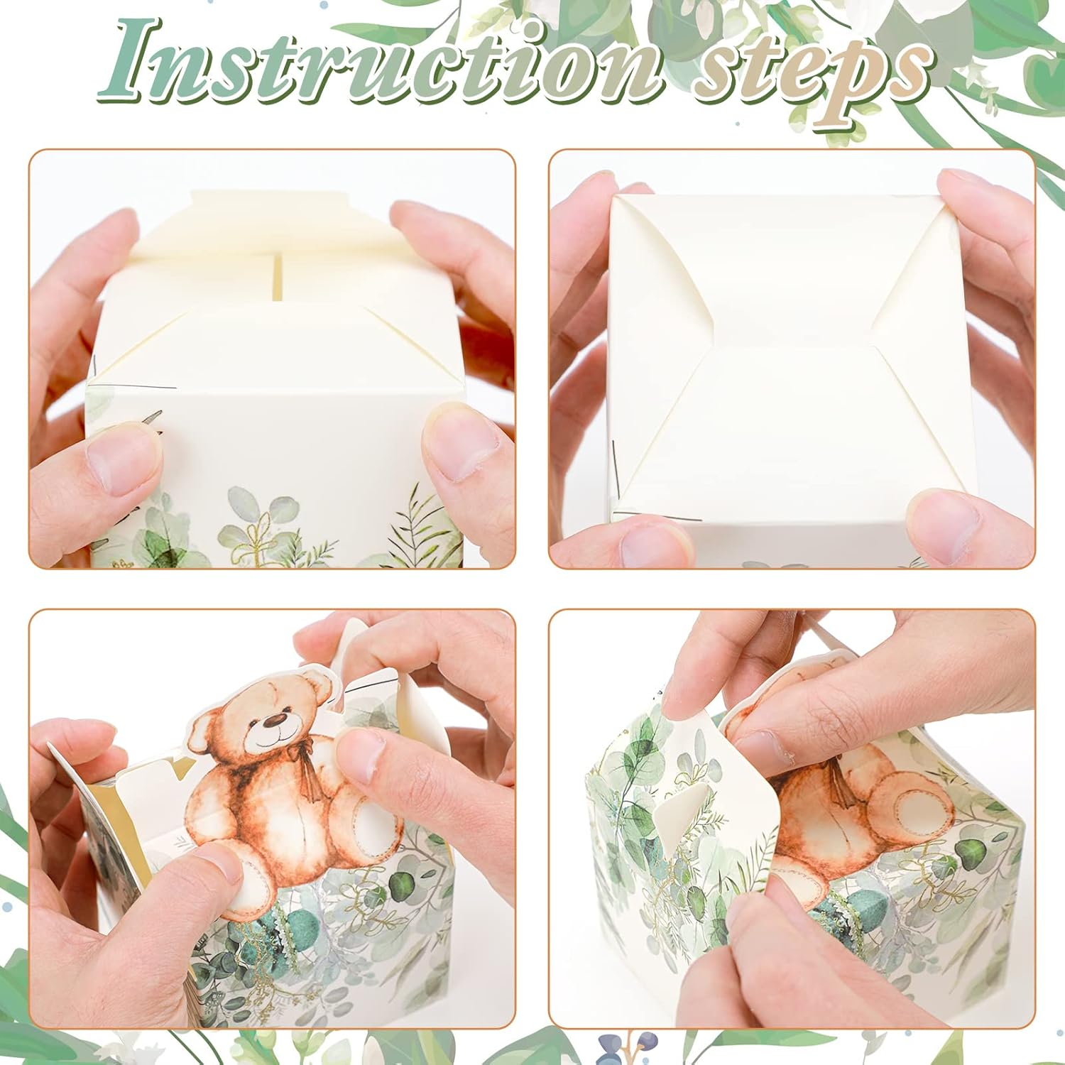 Spakon 50 Pack Bear Baby Shower Favor Boxes
