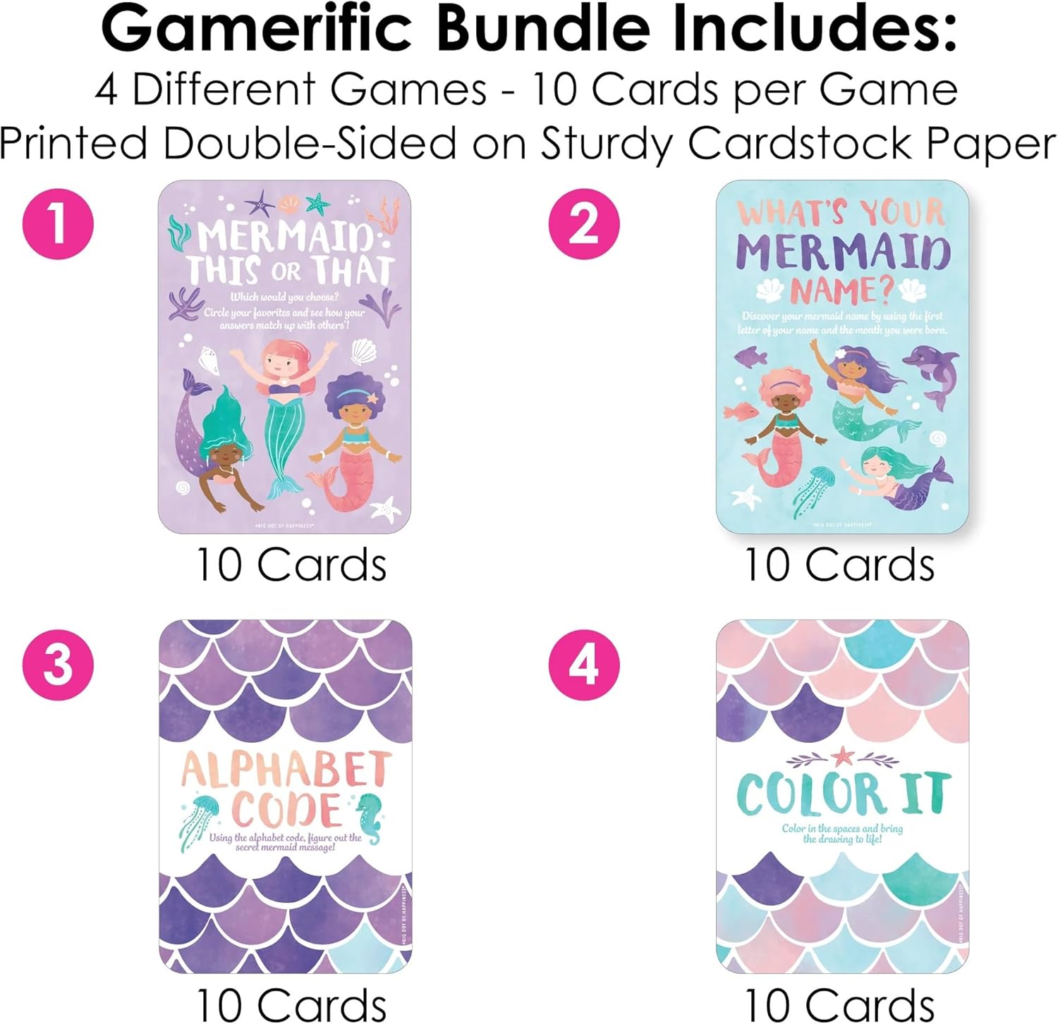 Big Dot of Happiness Mermaid Party Games Bundle