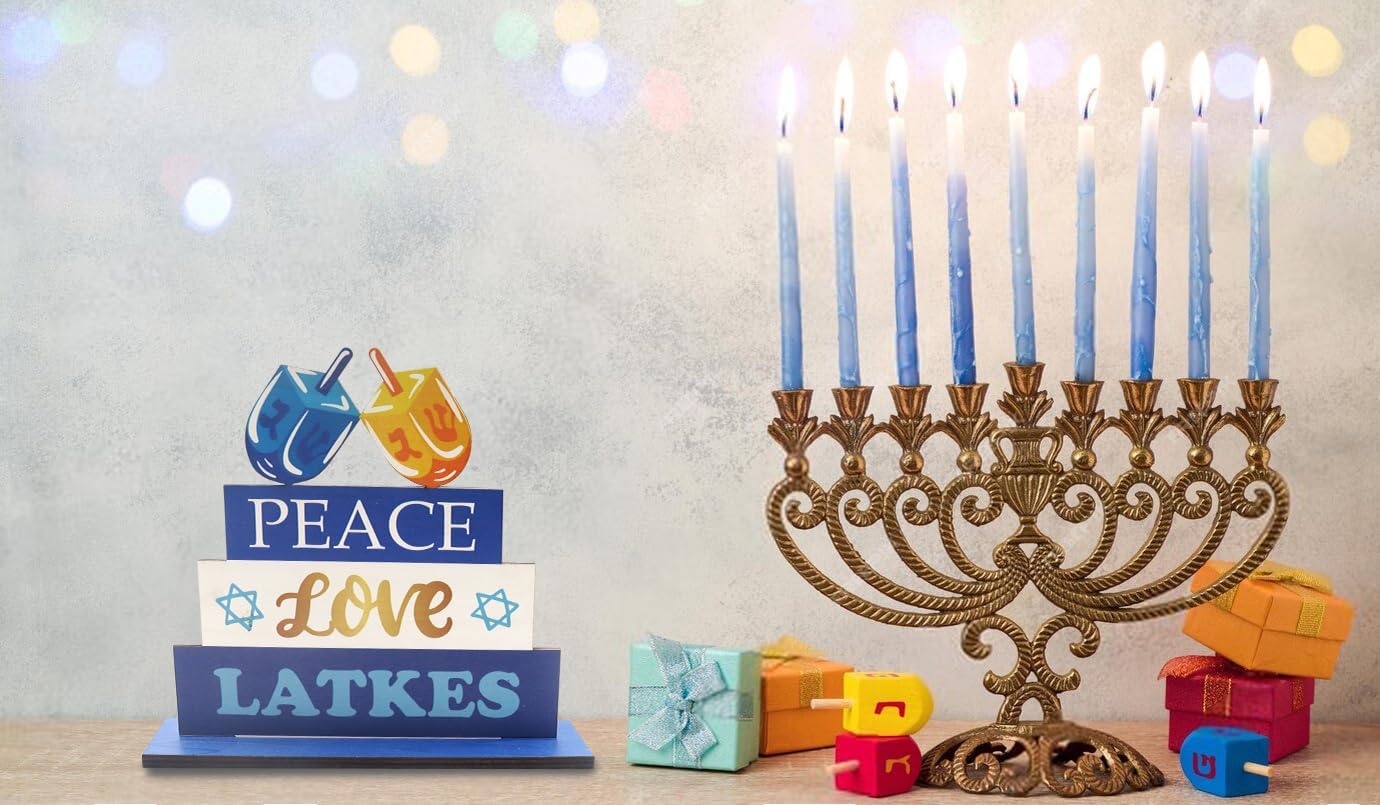 ABTOLS 3PCS Hanukkah Wooden Centerpieces Set