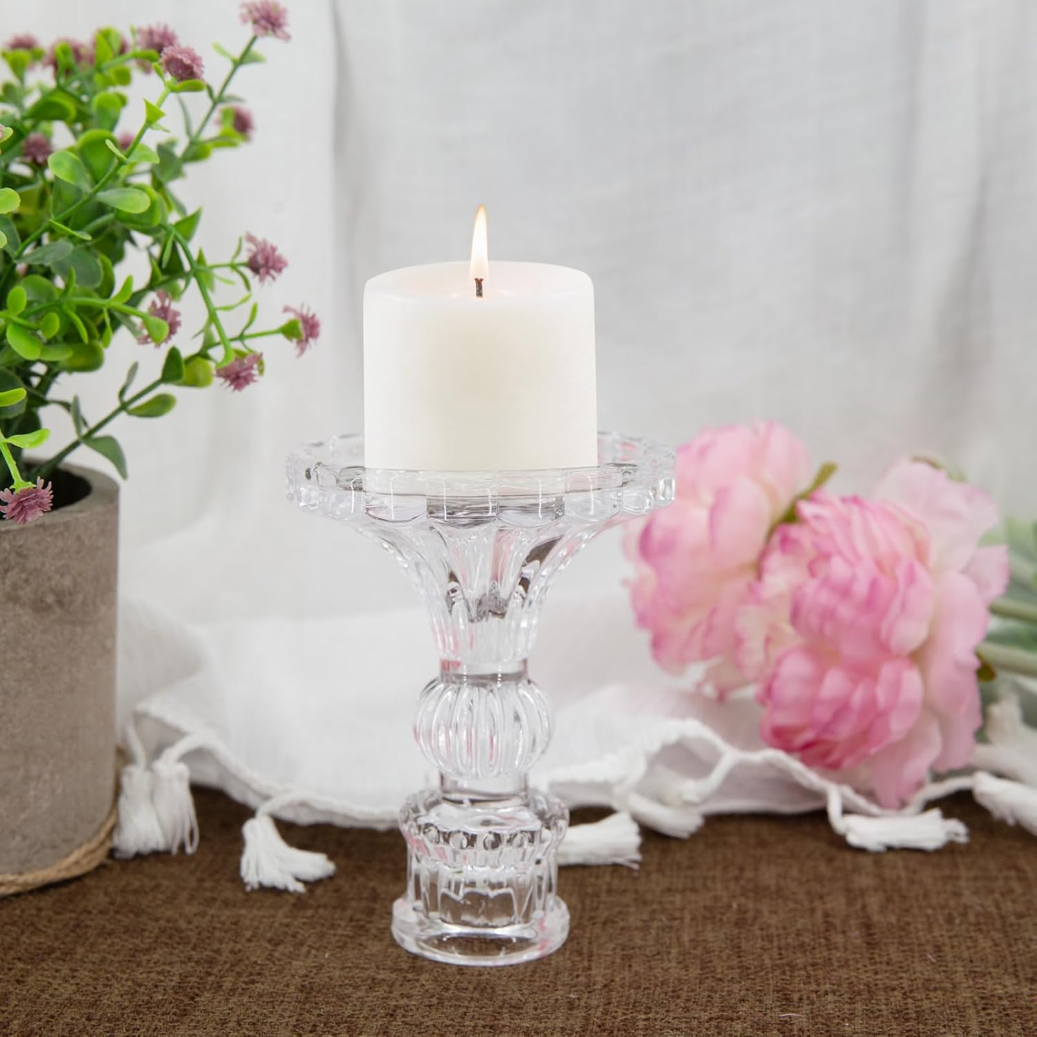 12 Pack Clear Taper Candlestick Holders for Home Decor