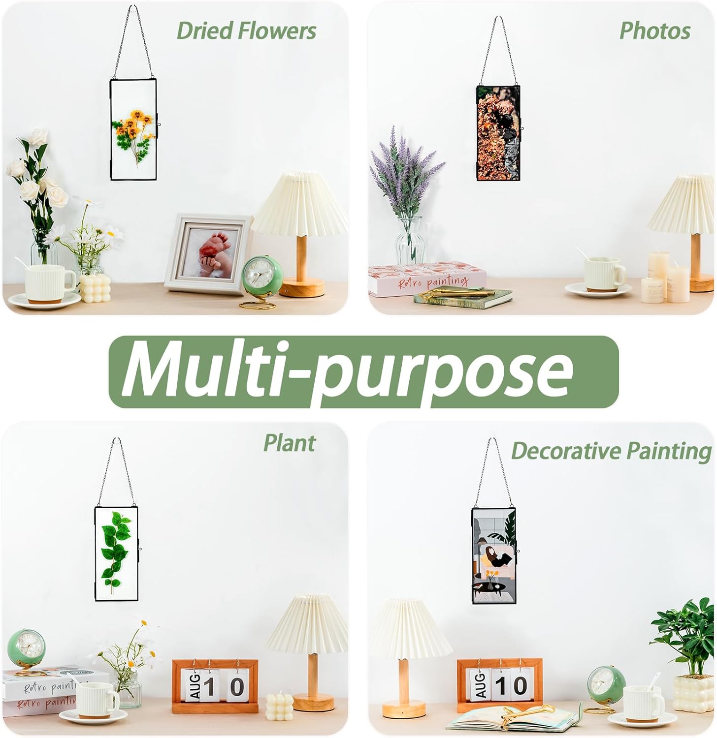 AihuaAili Hanging Pressed Flower Frame Black 41x9 Inches