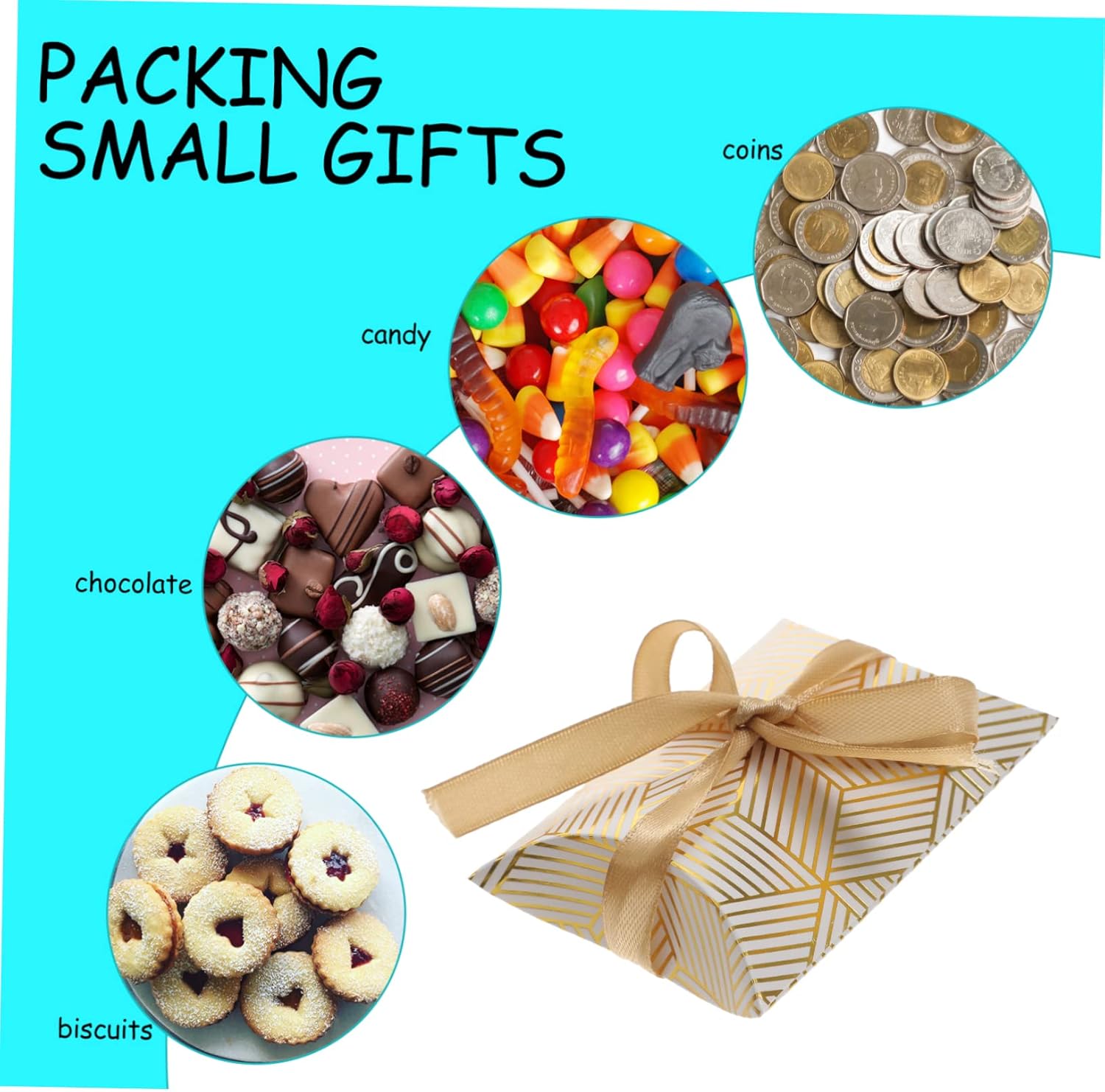 SECFOU 50PCS Small Pillow Shaped Candy Boxes