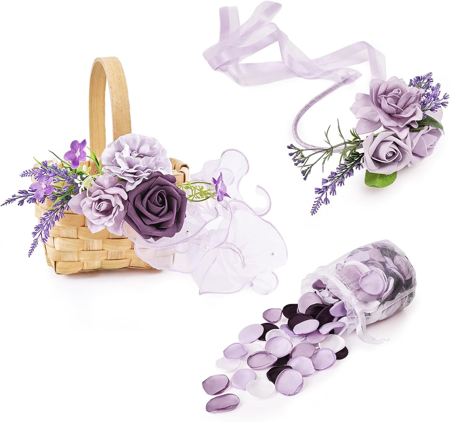 TINGE TIME Artificial Flower Basket Set for Wedding