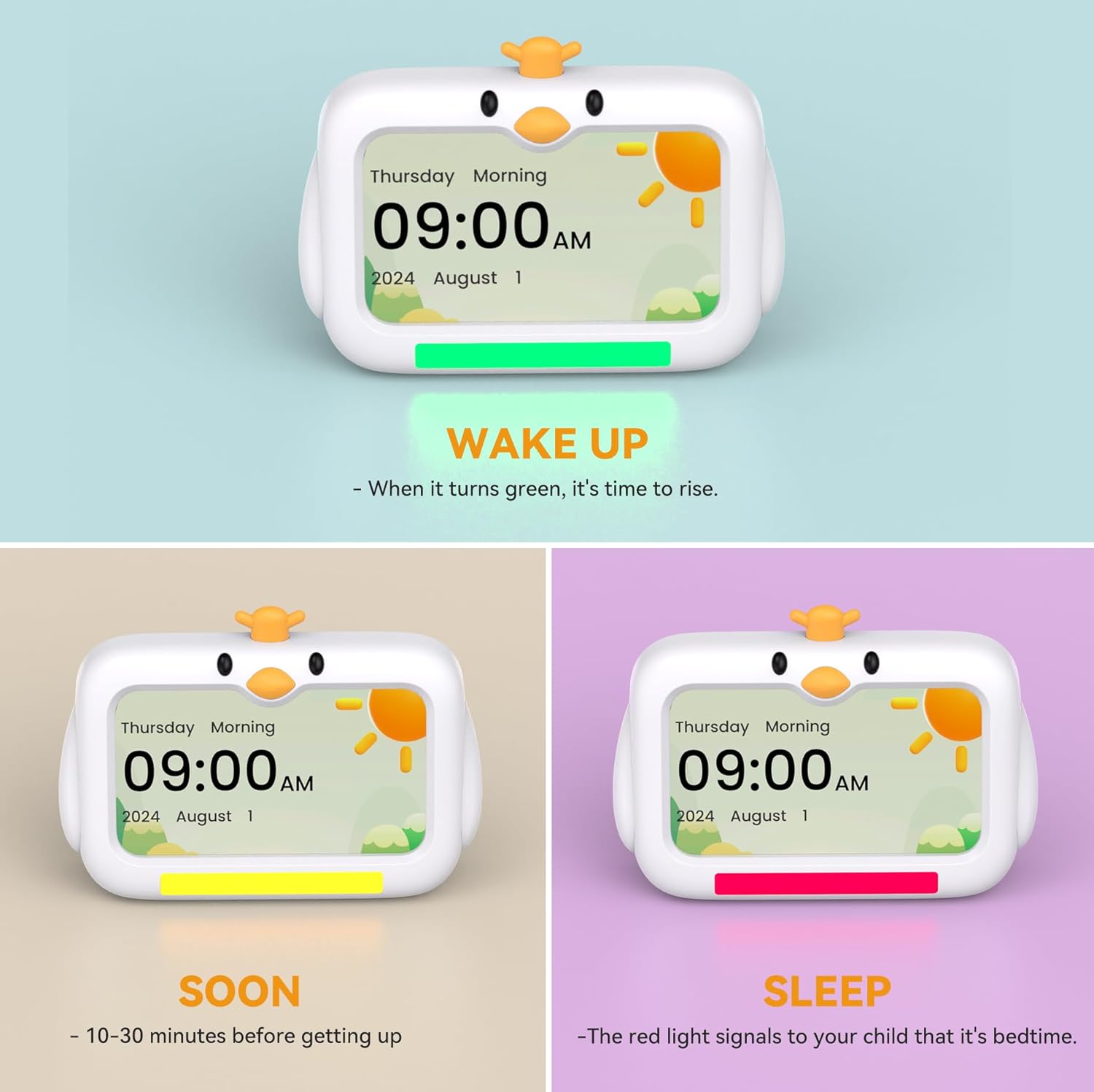 Mitoart Kids Alarm Clock with Night Lights and Sounds
