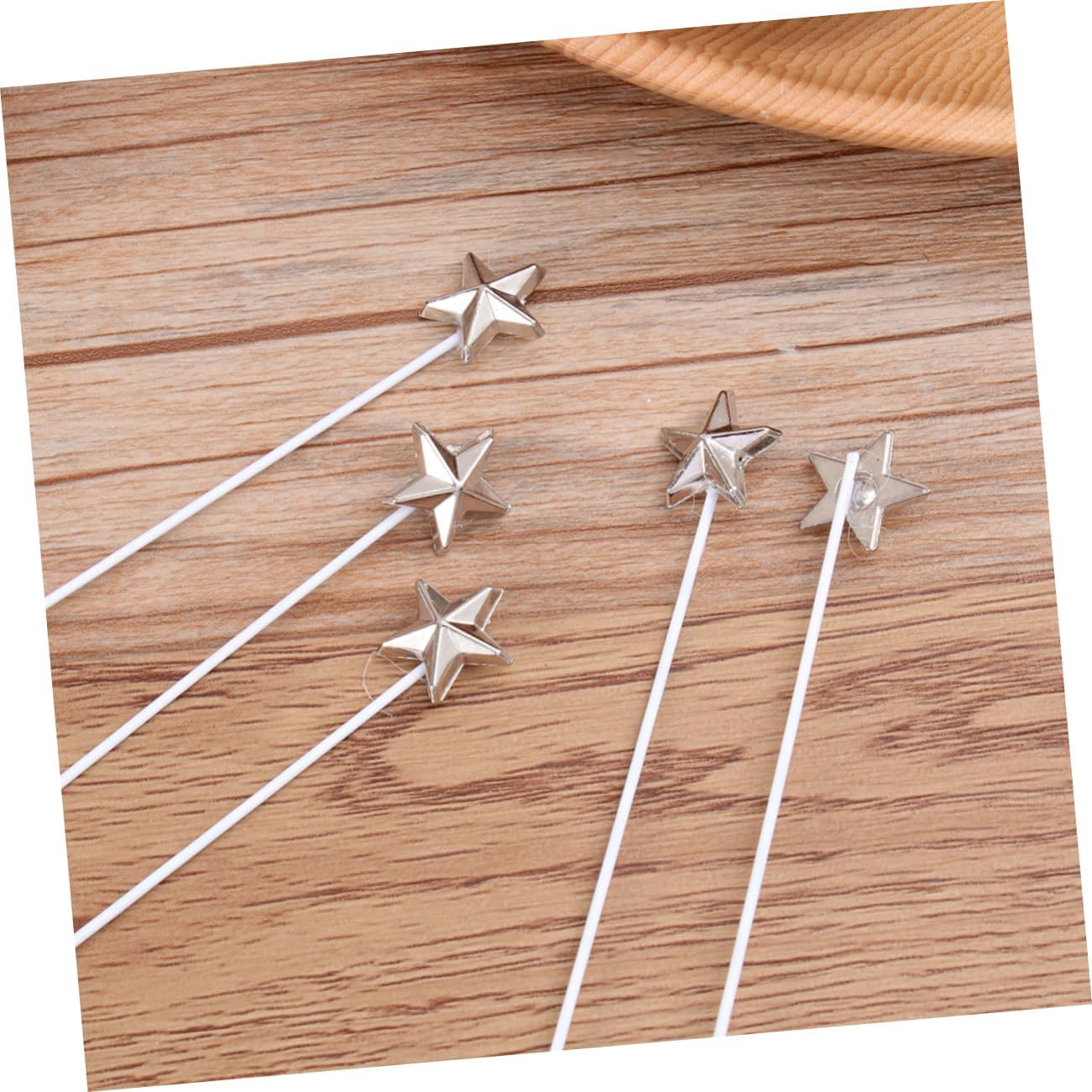 50pcs 3D Silver Star Cake Toppers for Birthday Celebrations