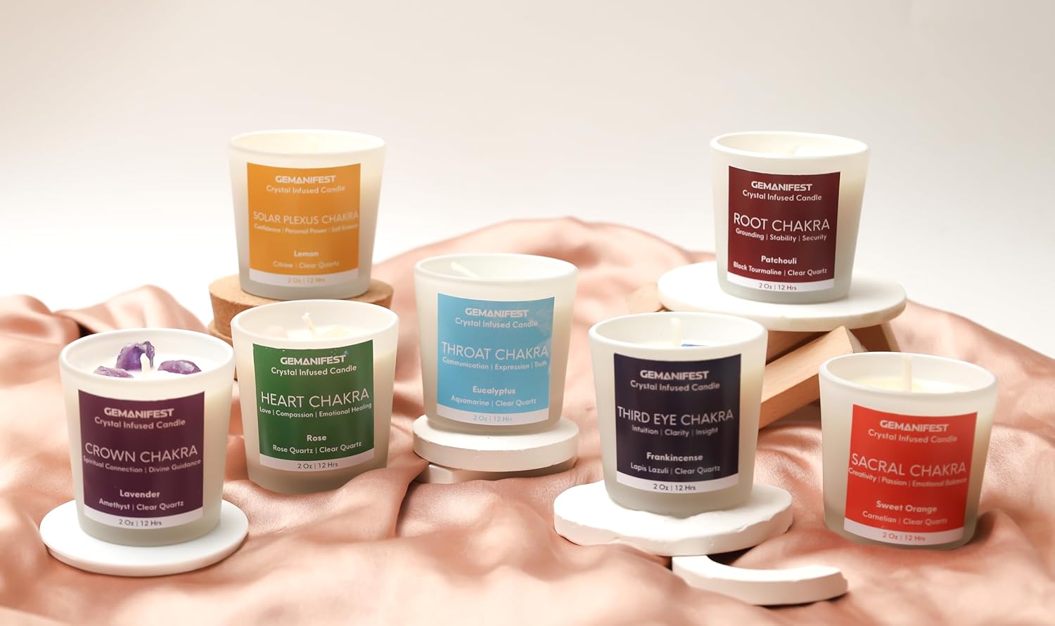 Heart Chakra Candle with Rose Quartz and Rose Scent