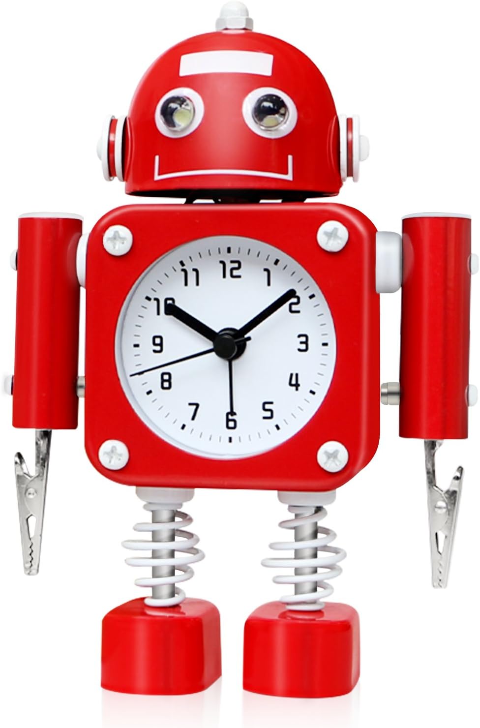 Betus Non-Ticking Robot Alarm Clock - Ruby Red