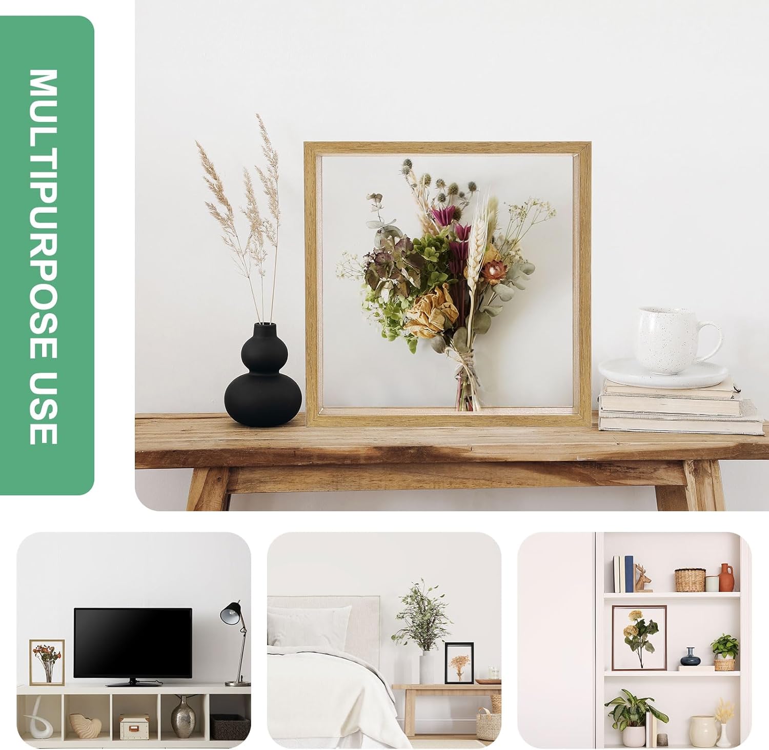 1-Pack Dried Flower Frame 5x7 Inch Double Acrylic Wooden Floating Display Frame