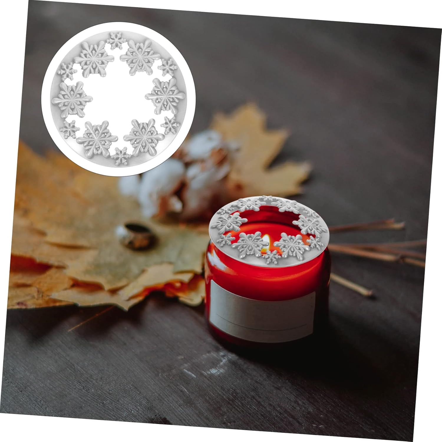 Sewroro Christmas Candle Jar Lid Snowflake Design Candle Holder Cover