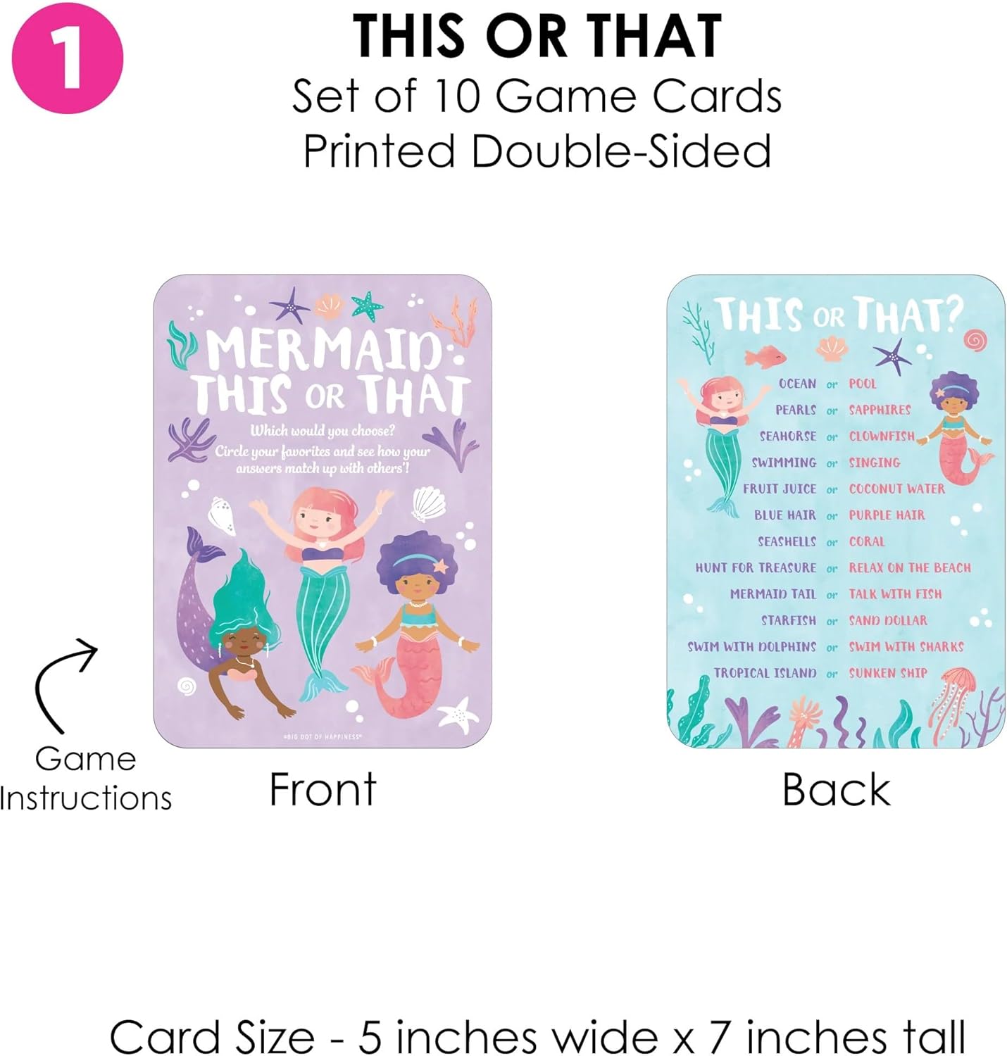 Big Dot of Happiness Mermaid Party Games Bundle