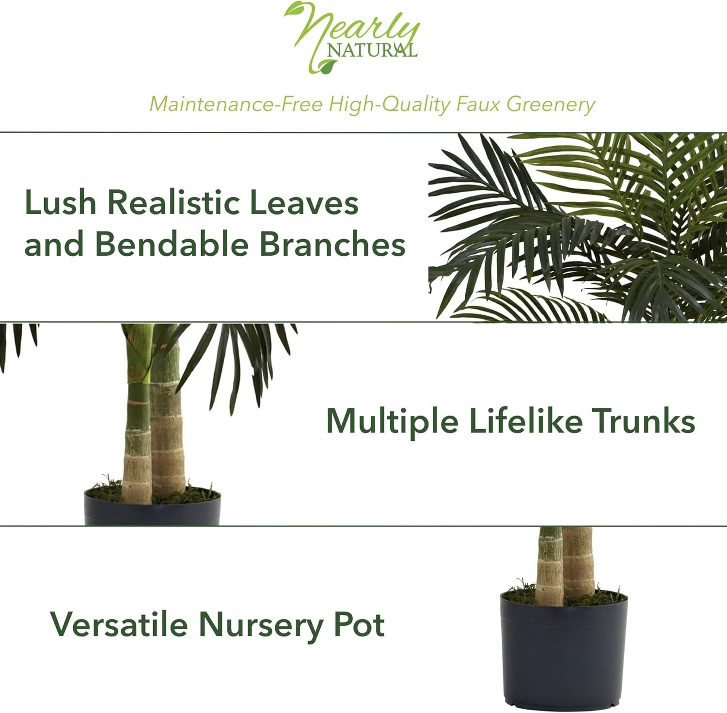 Nearly Natural 4ft Golden Cane Palm Artificial Tree 1