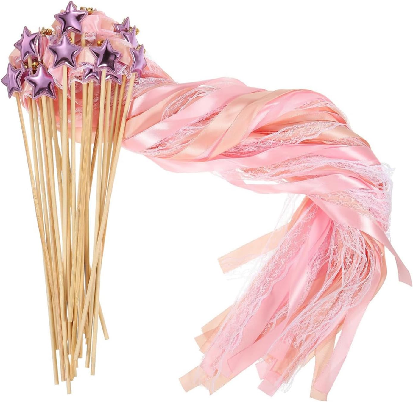 24 Pack Fairy Wands with Bells and Streamers
